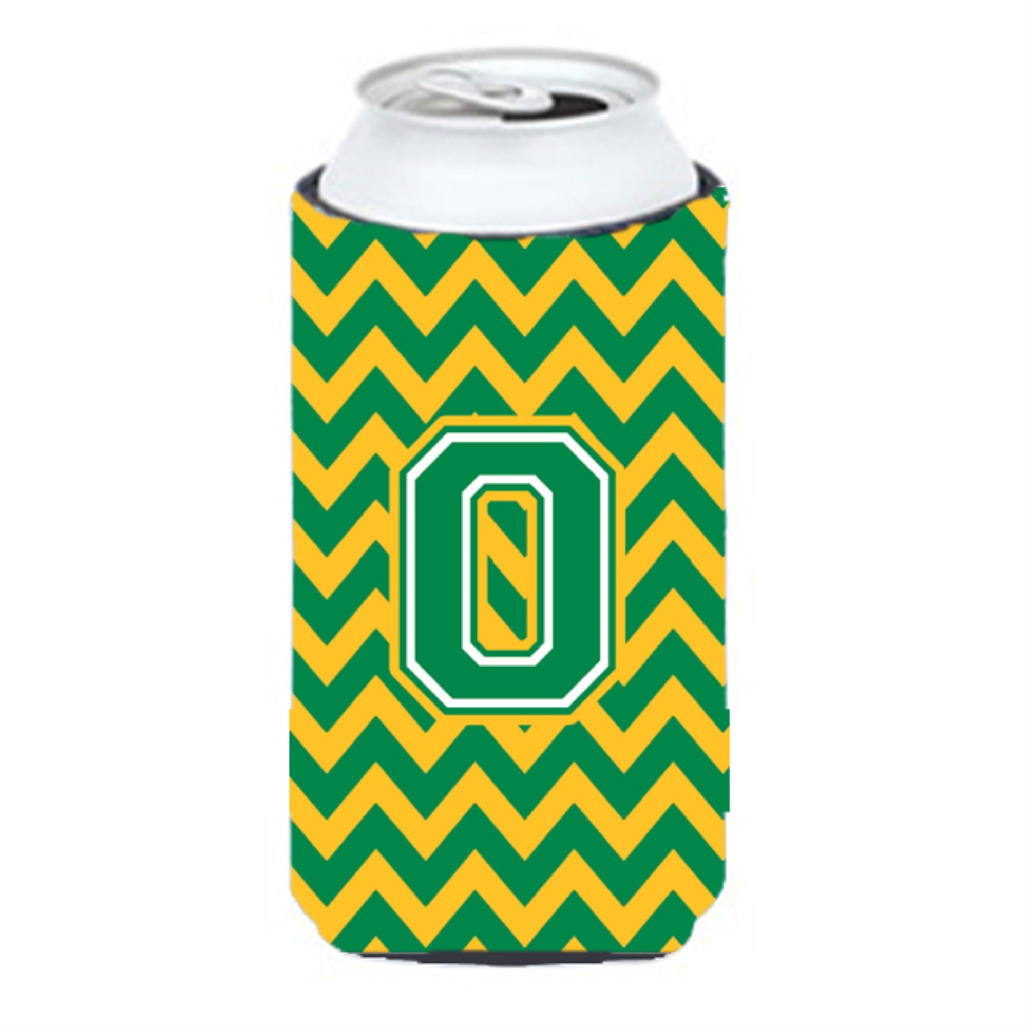 Letter O Chevron Green And Gold Tall Boy Beverage Insulator Hugger Cj1059-Otbc
