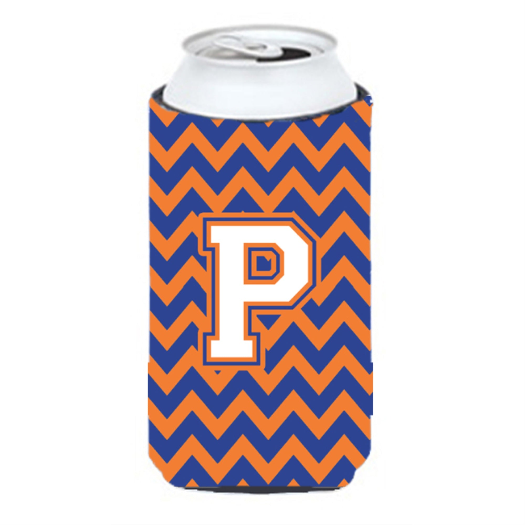Letter P Chevron Blue And Orange Tall Boy Beverage Insulator Hugger Cj1060-Ptbc