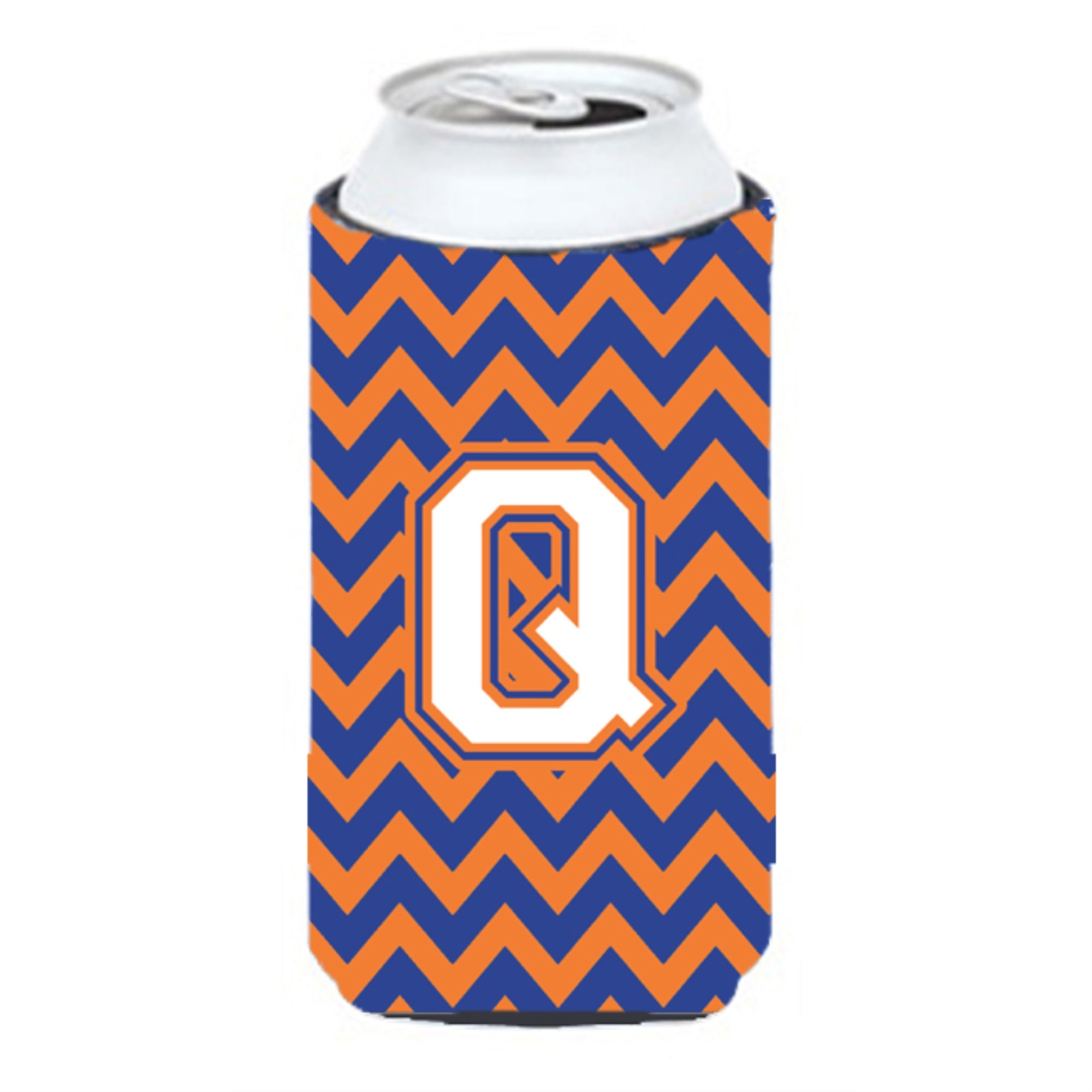 Letter Q Chevron Blue And Orange Tall Boy Beverage Insulator Hugger Cj1060-Qtbc