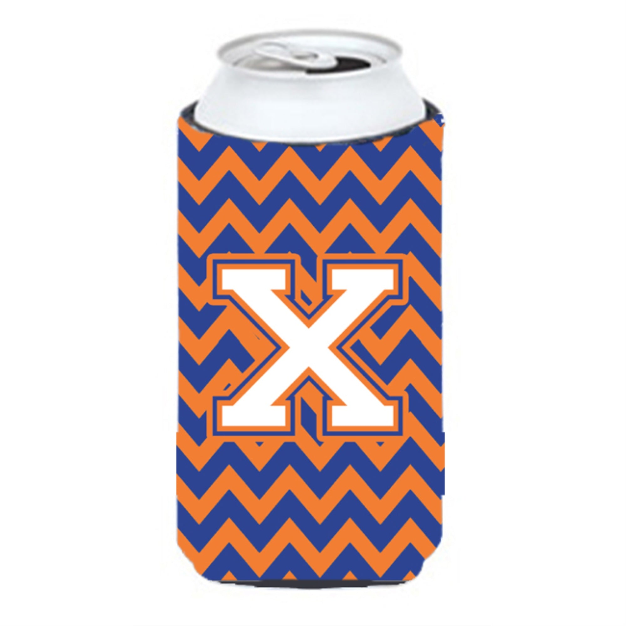 Letter X Chevron Blue And Orange Tall Boy Beverage Insulator Hugger Cj1060-Xtbc