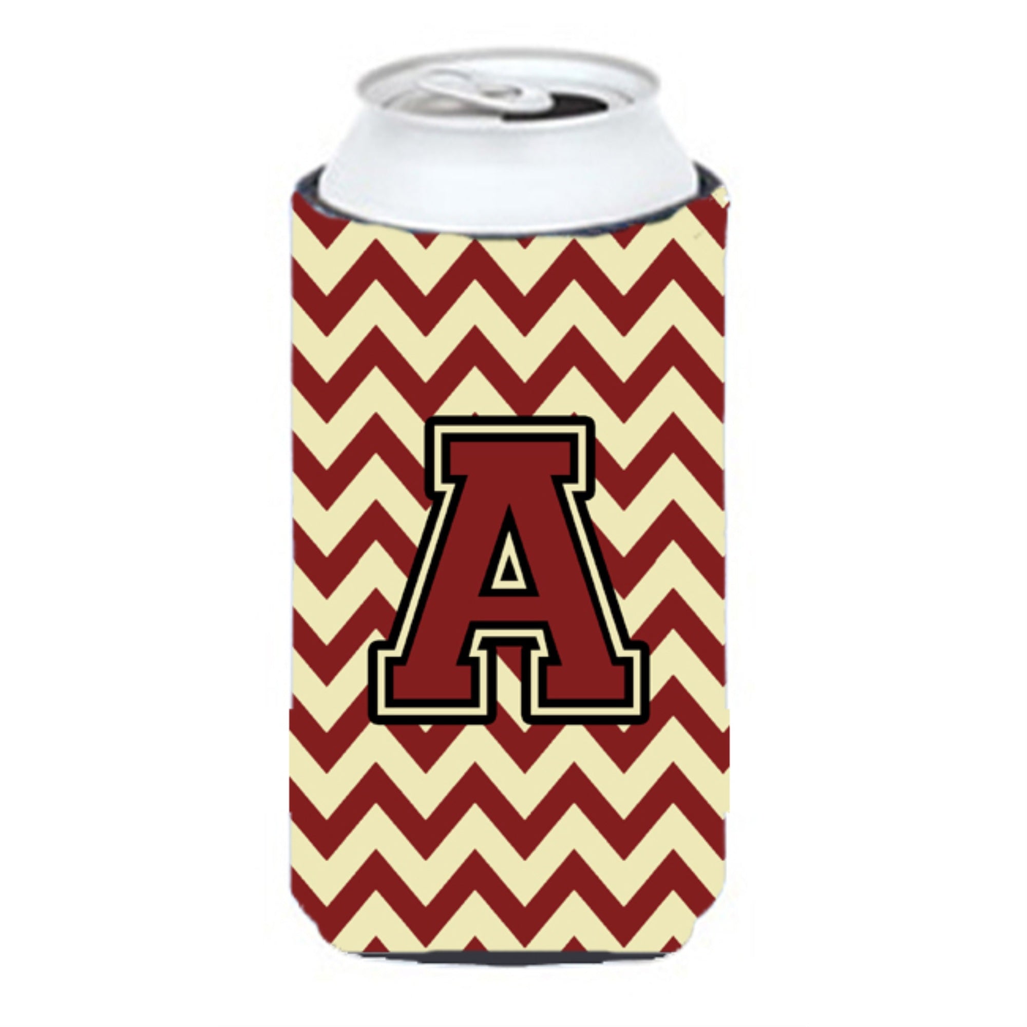 Letter A Chevron Maroon And Gold Tall Boy Beverage Insulator Hugger Cj1061-Atbc