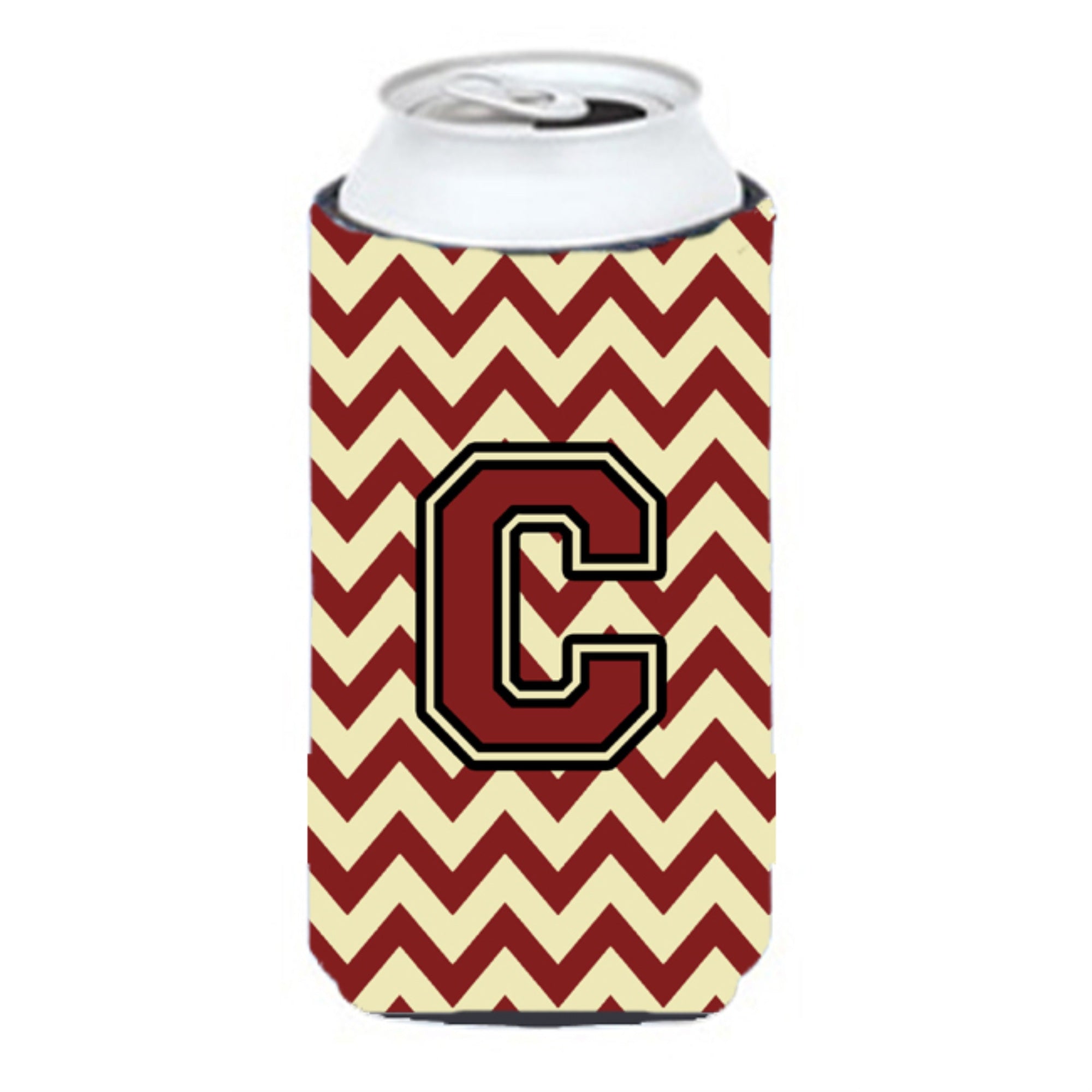 Letter C Chevron Maroon And Gold Tall Boy Beverage Insulator Hugger Cj1061-Ctbc