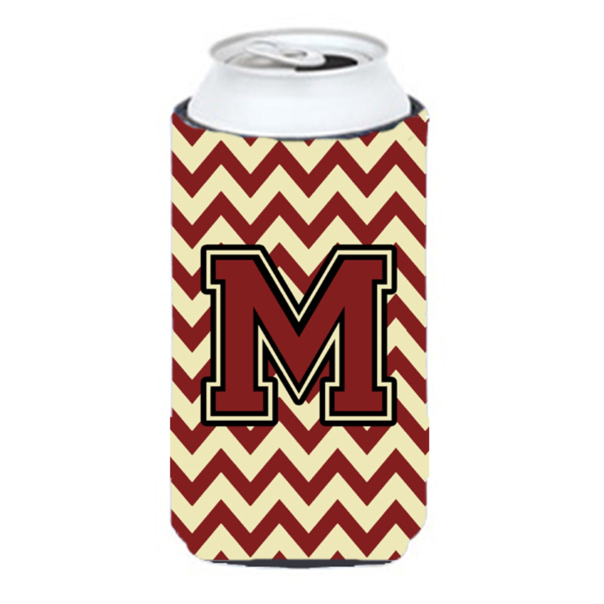 Letter M Chevron Maroon And Gold Tall Boy Beverage Insulator Hugger Cj1061-Mtbc