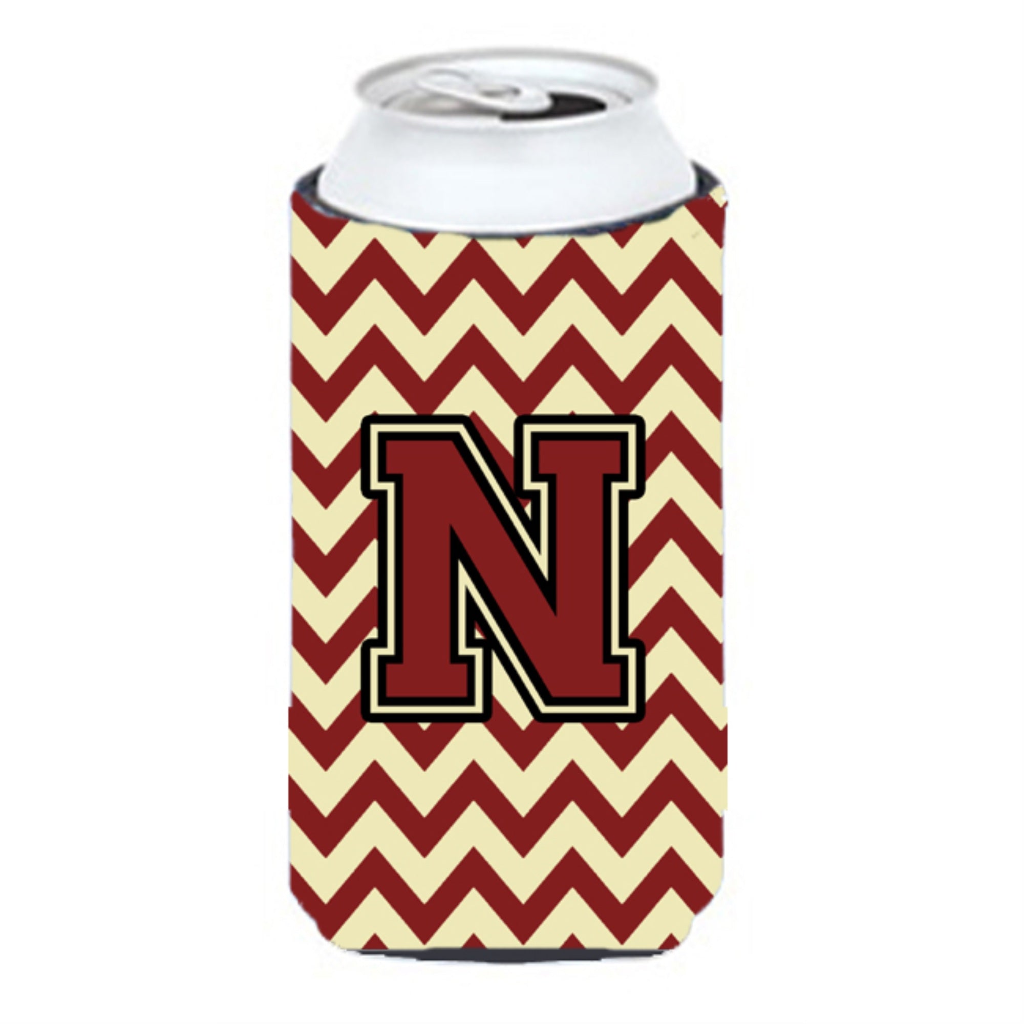 Letter N Chevron Maroon And Gold Tall Boy Beverage Insulator Hugger Cj1061-Ntbc
