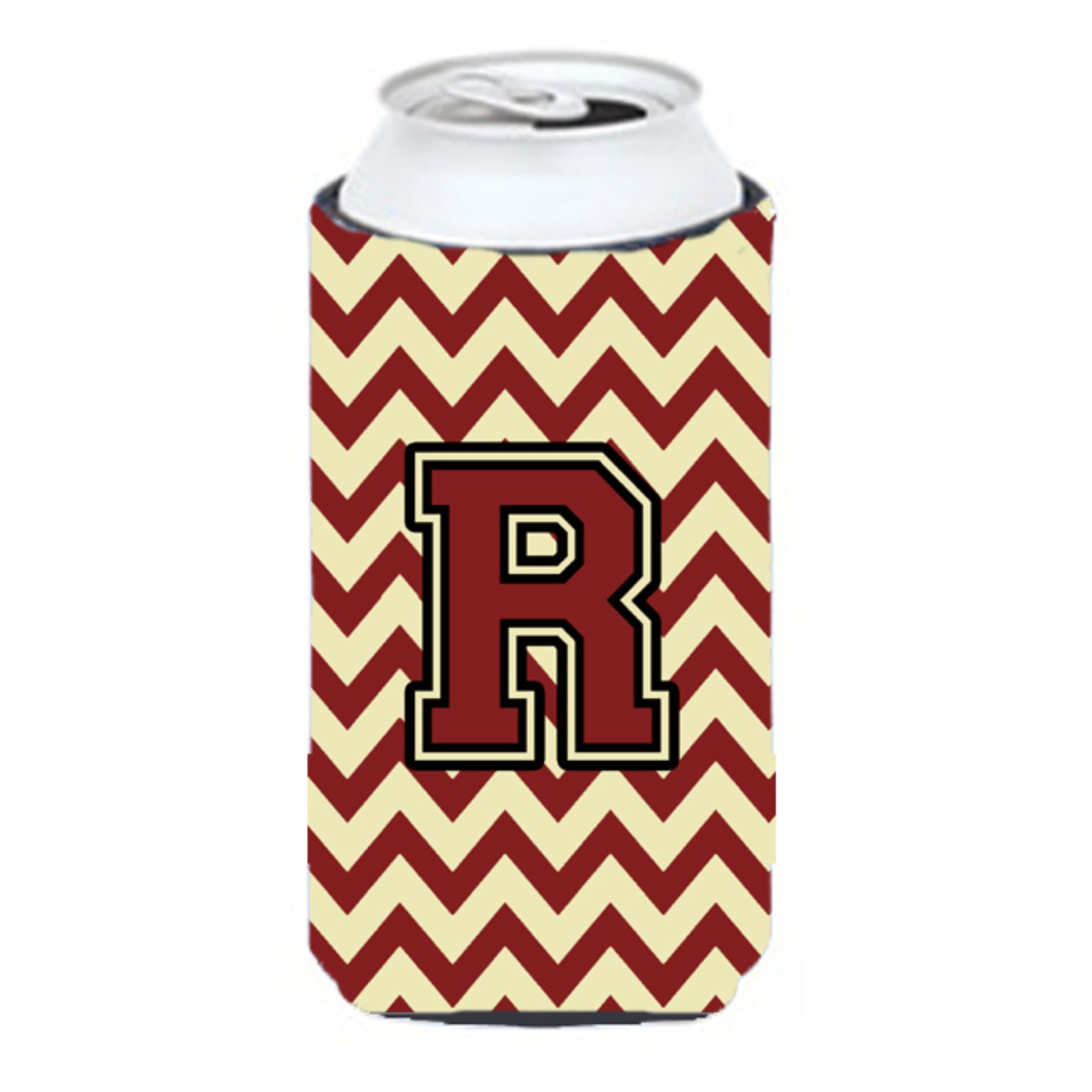Letter R Chevron Maroon And Gold Tall Boy Beverage Insulator Hugger Cj1061-Rtbc