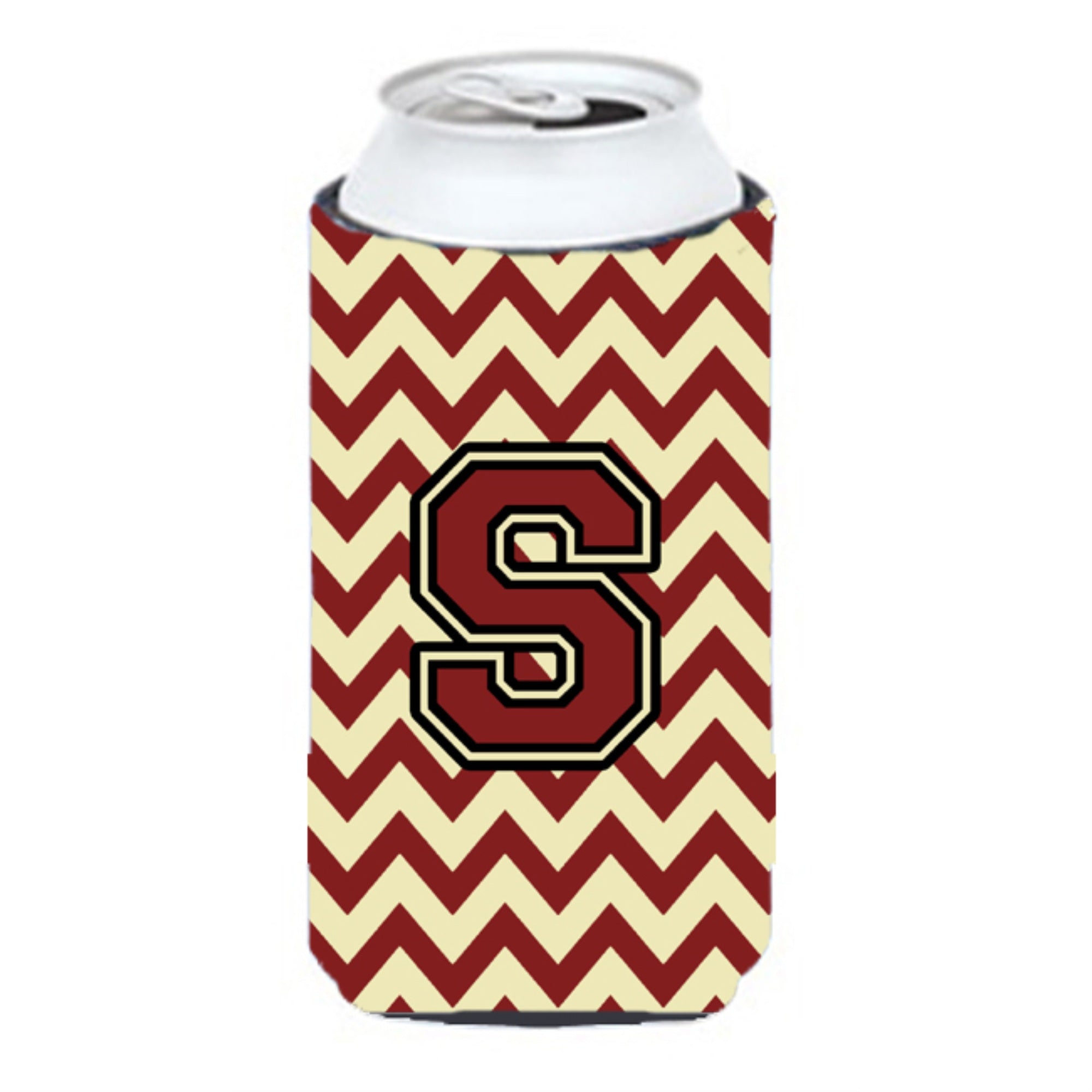 Letter S Chevron Maroon And Gold Tall Boy Beverage Insulator Hugger Cj1061-Stbc