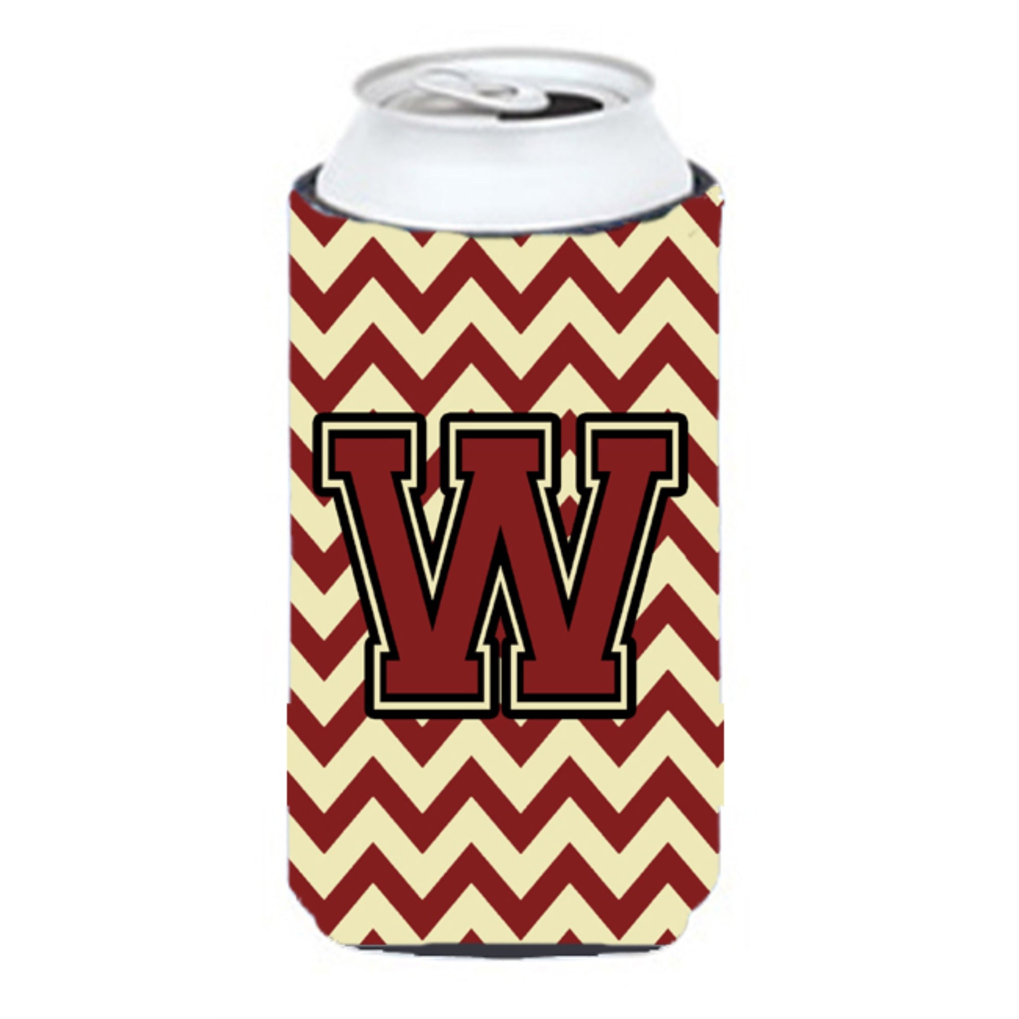 Letter W Chevron Maroon And Gold Tall Boy Beverage Insulator Hugger Cj1061-Wtbc