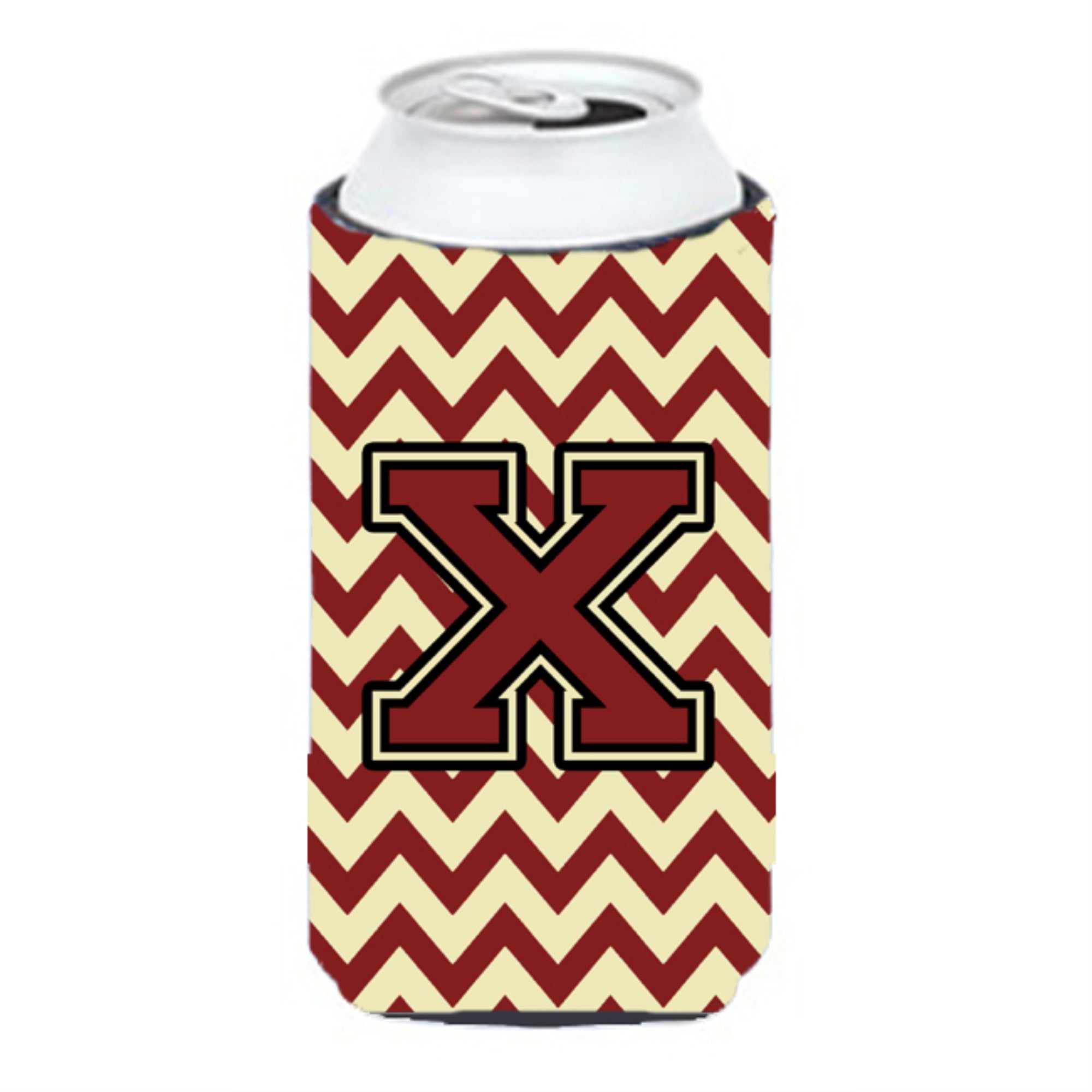 Letter X Chevron Maroon And Gold Tall Boy Beverage Insulator Hugger Cj1061-Xtbc
