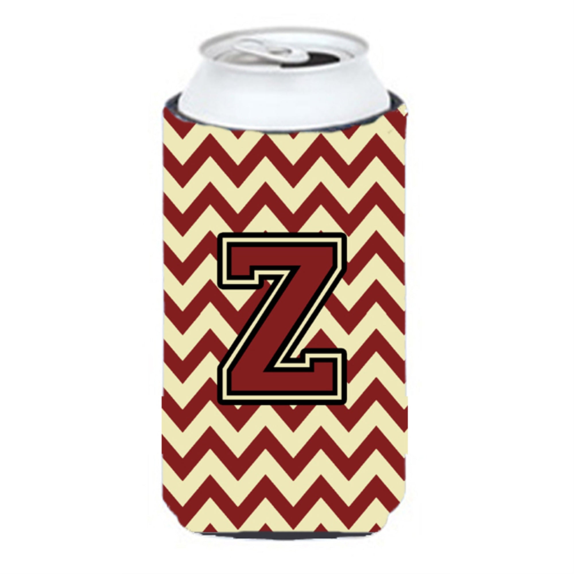 Letter Z Chevron  Maroon And Gold Tall Boy Beverage Insulator Hugger Cj1061-Ztbc