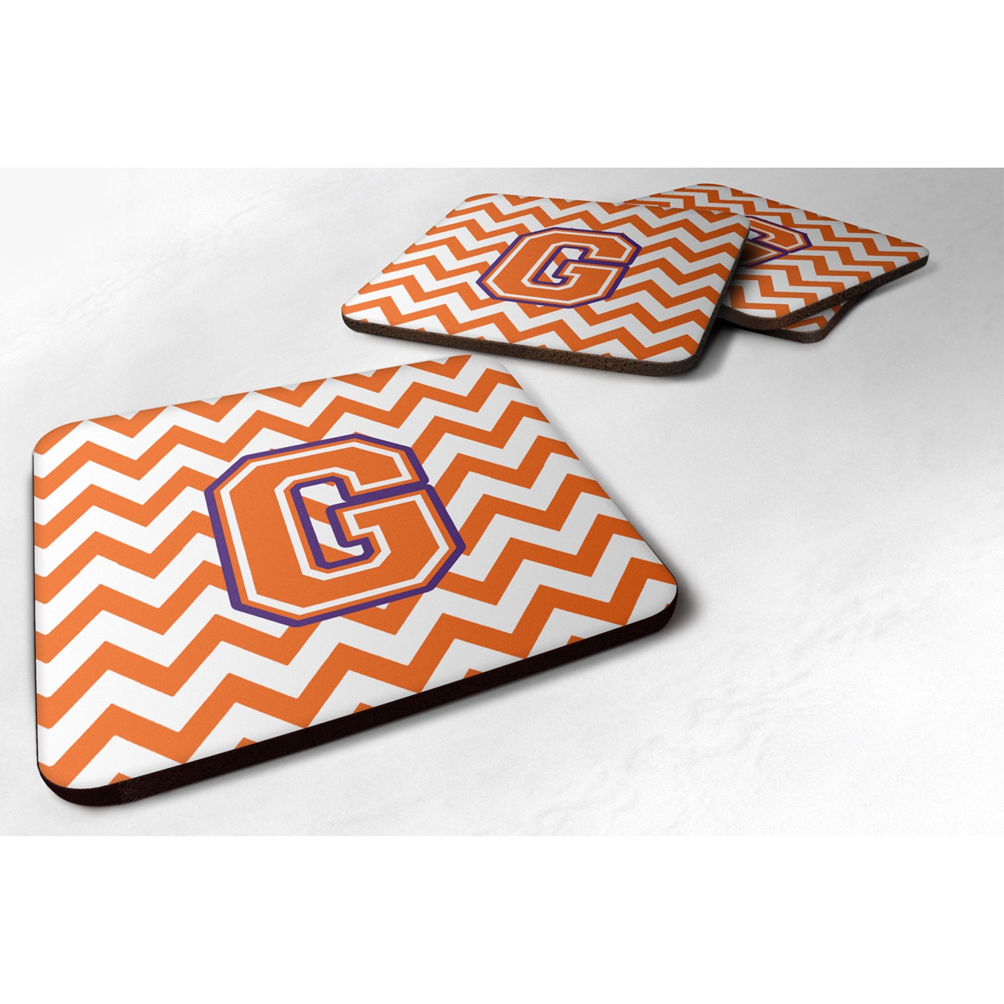'Caroline'S Treasures Cj1062-Gfc Letter G Chevron Orange And Regalia Foam Coaster (Set Of 4), 3.5'''', Multicolor''
