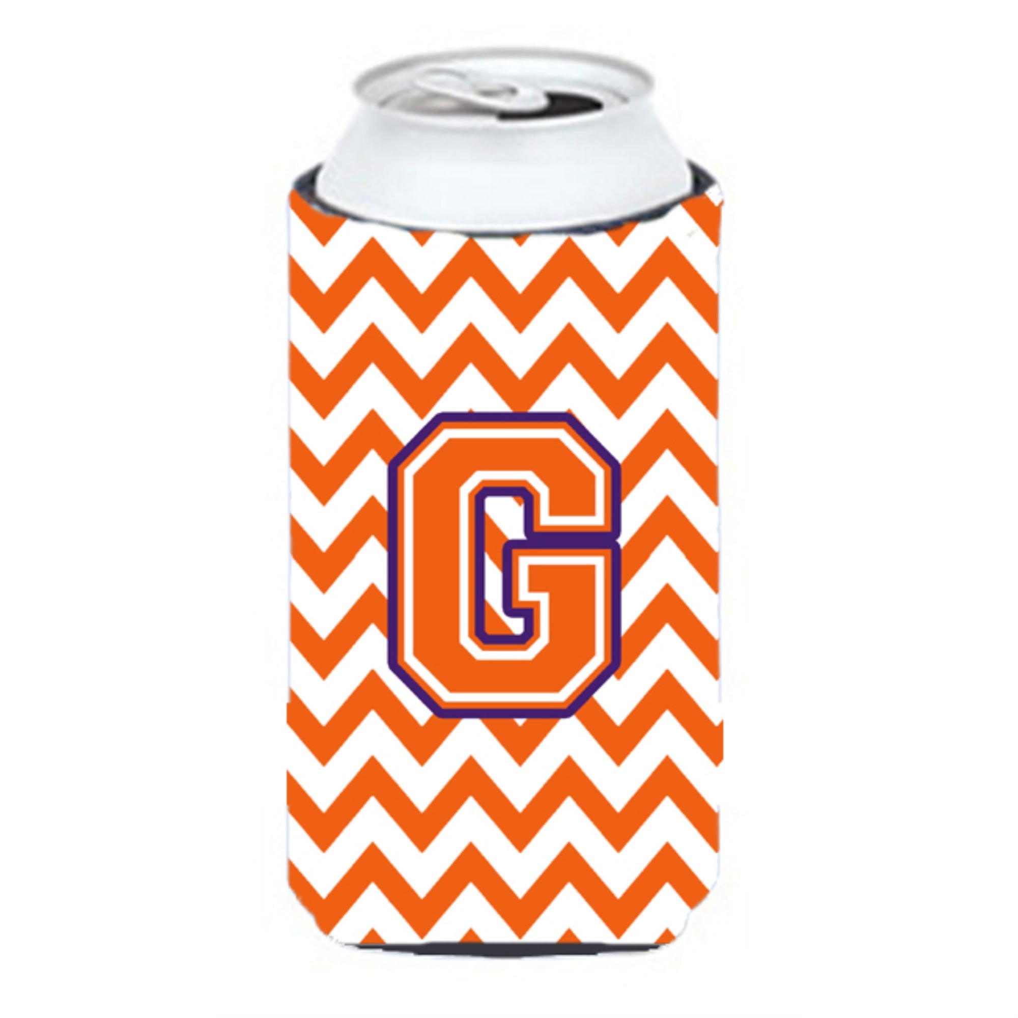 Letter G Chevron Orange And Regalia Tall Boy Beverage Insulator Hugger Cj1062-Gtbc