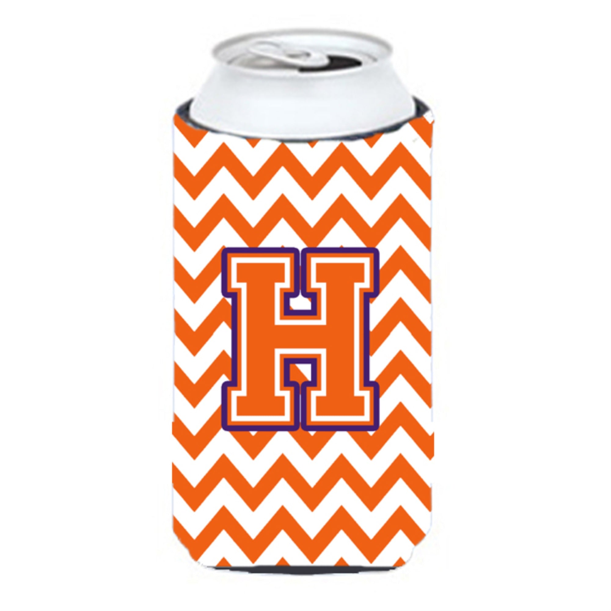 Letter H Chevron Orange And Regalia Tall Boy Beverage Insulator Hugger Cj1062-Htbc