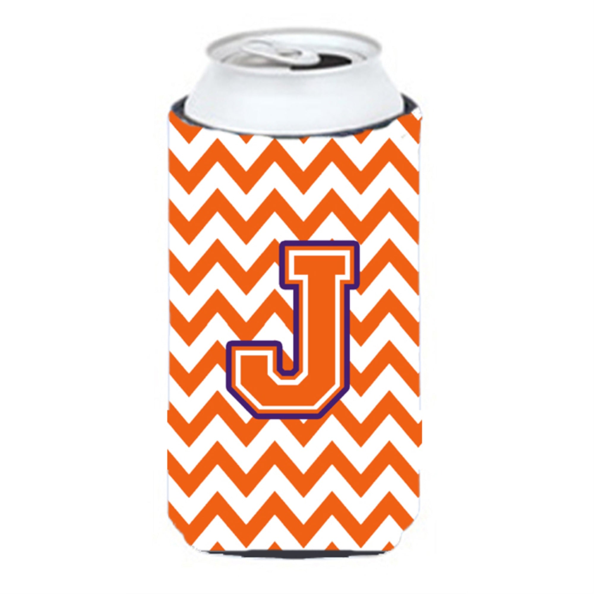 Letter J Chevron Orange And Regalia Tall Boy Beverage Insulator Hugger Cj1062-Jtbc