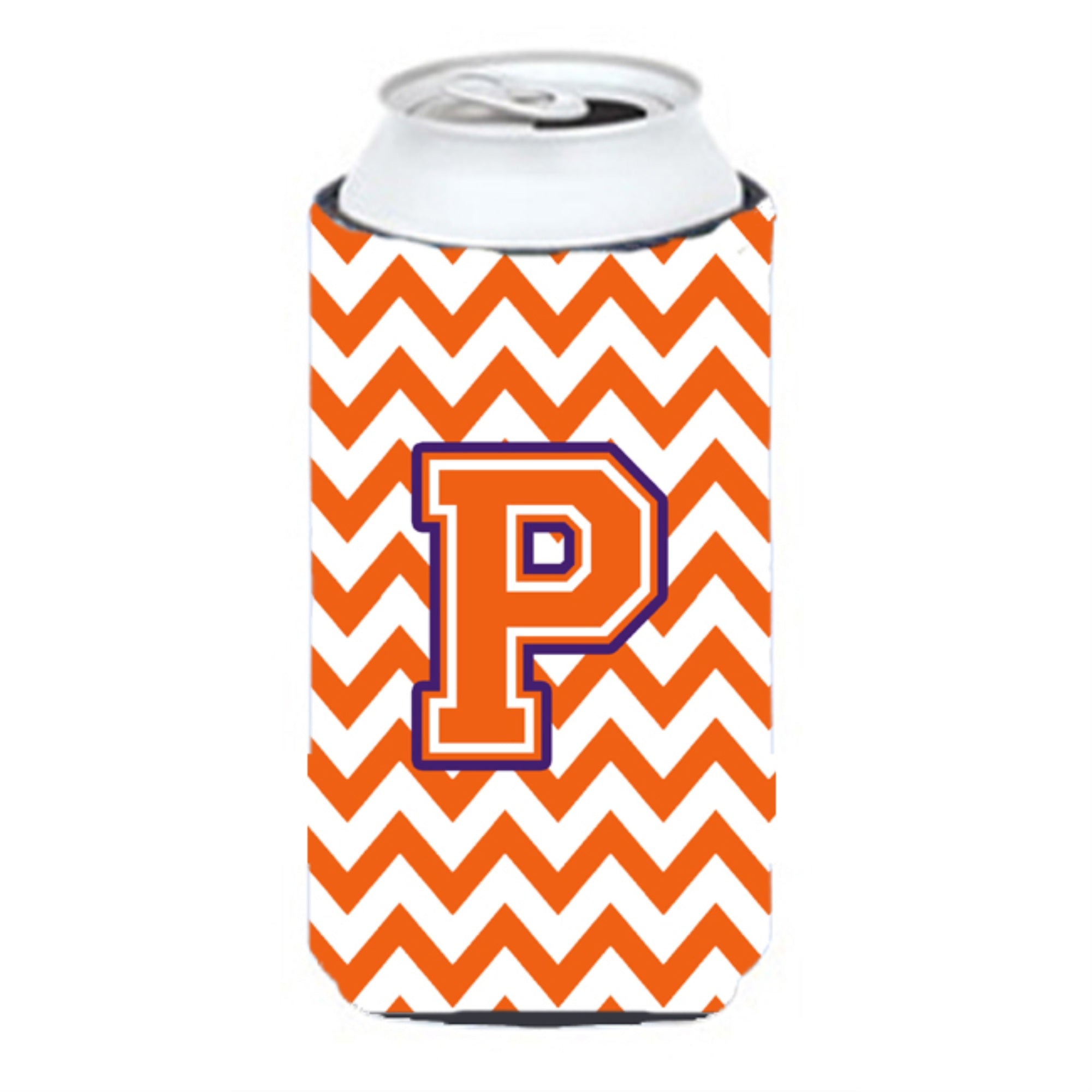 Letter P Chevron Orange And Regalia Tall Boy Beverage Insulator Hugger Cj1062-Ptbc