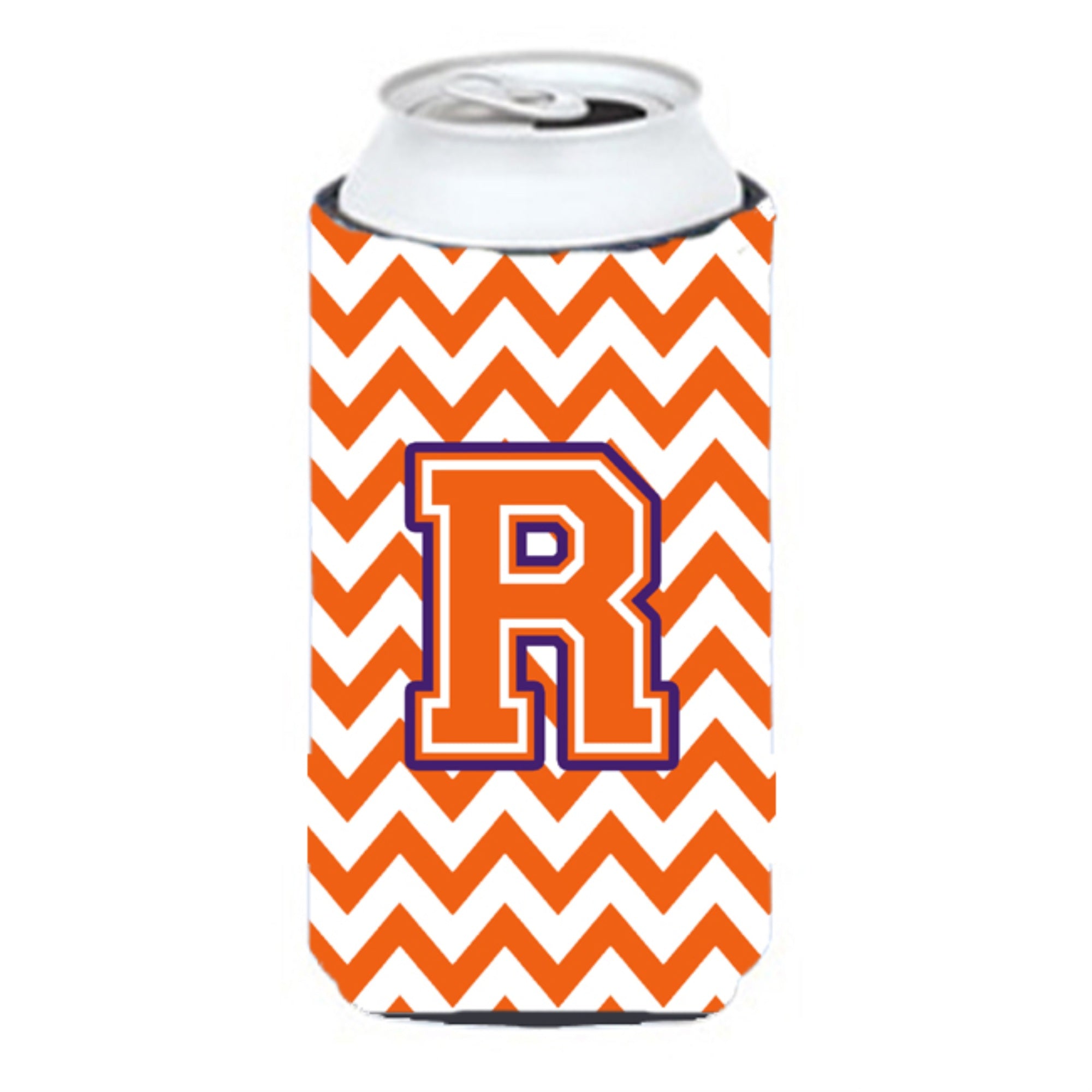 Letter R Chevron Orange And Regalia Tall Boy Beverage Insulator Hugger Cj1062-Rtbc