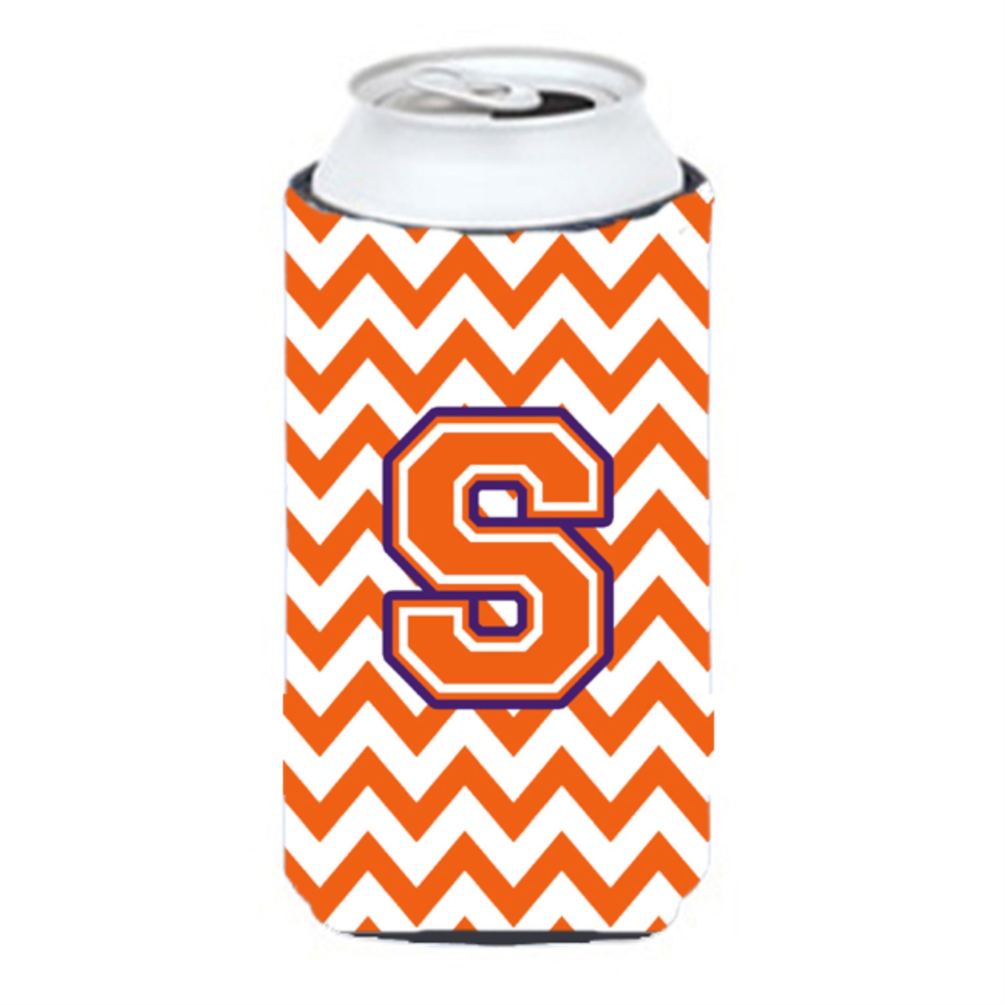 Letter S Chevron Orange And Regalia Tall Boy Beverage Insulator Hugger Cj1062-Stbc