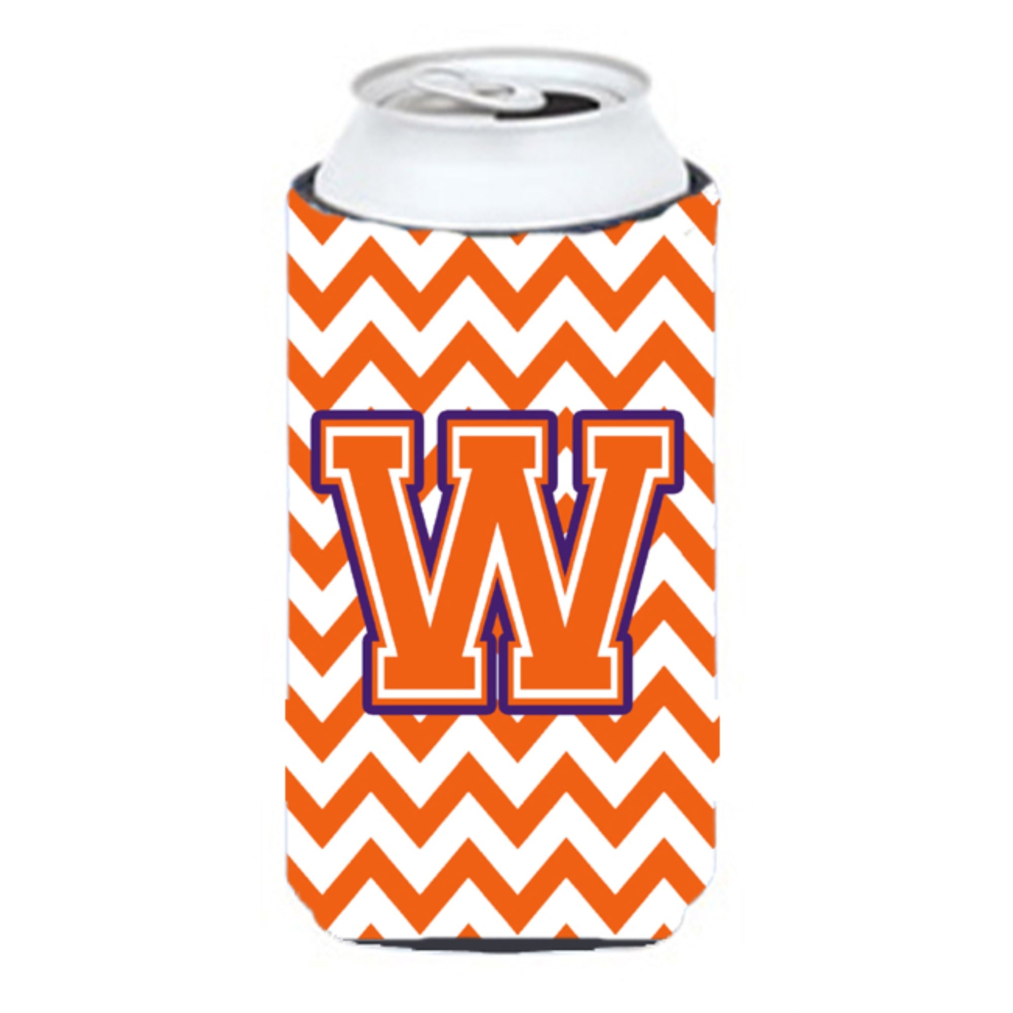 Letter W Chevron Orange And Regalia Tall Boy Beverage Insulator Hugger Cj1062-Wtbc
