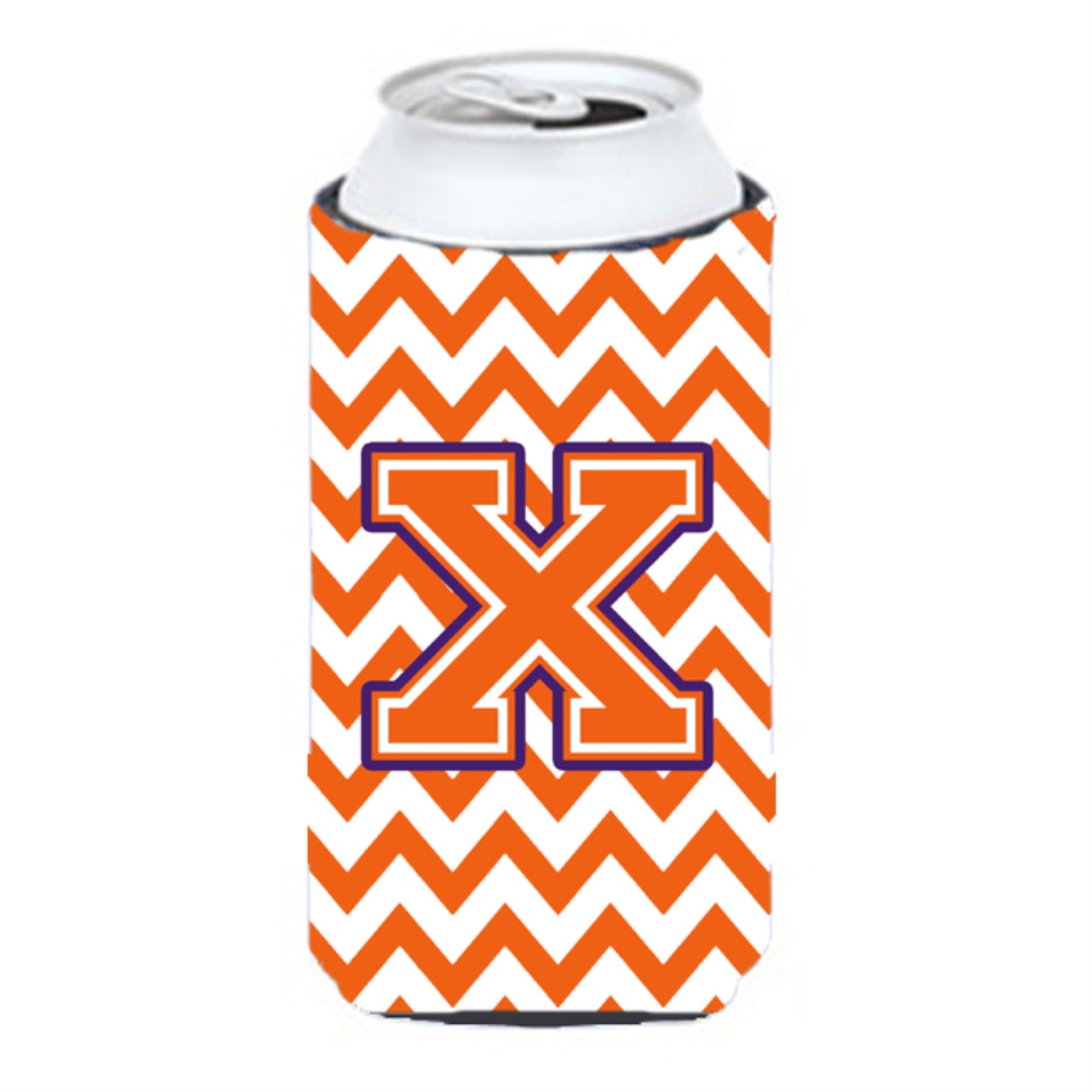 Letter X Chevron Orange And Regalia Tall Boy Beverage Insulator Hugger Cj1062-Xtbc