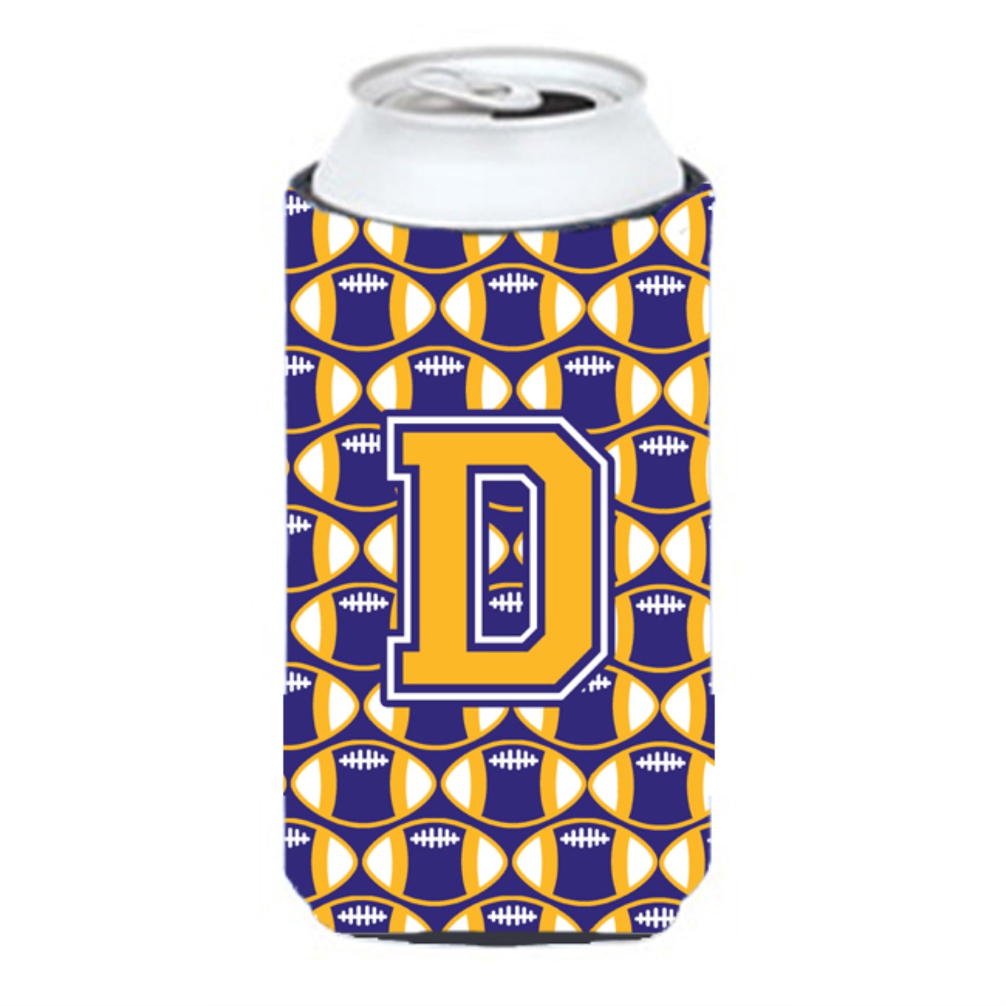 Letter D Football Purple And Gold Tall Boy Beverage Insulator Hugger Cj1064-Dtbc