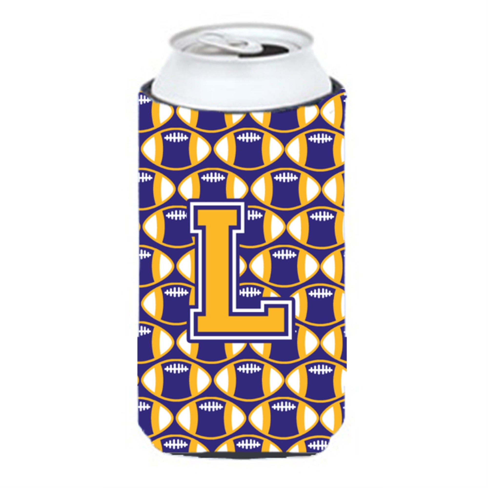 Letter L Football Purple And Gold Tall Boy Beverage Insulator Hugger Cj1064-Ltbc