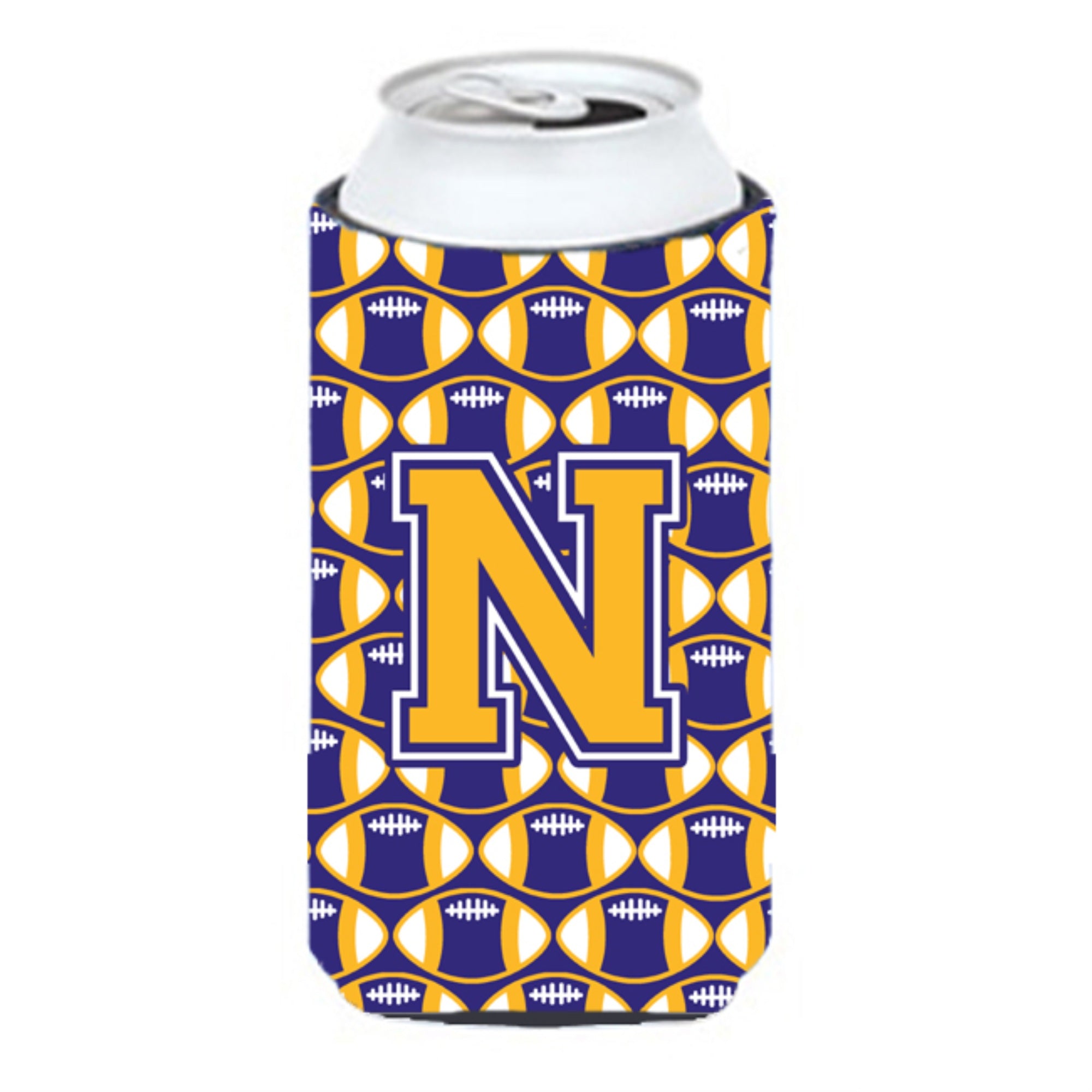 Letter N Football Purple And Gold Tall Boy Beverage Insulator Hugger Cj1064-Ntbc