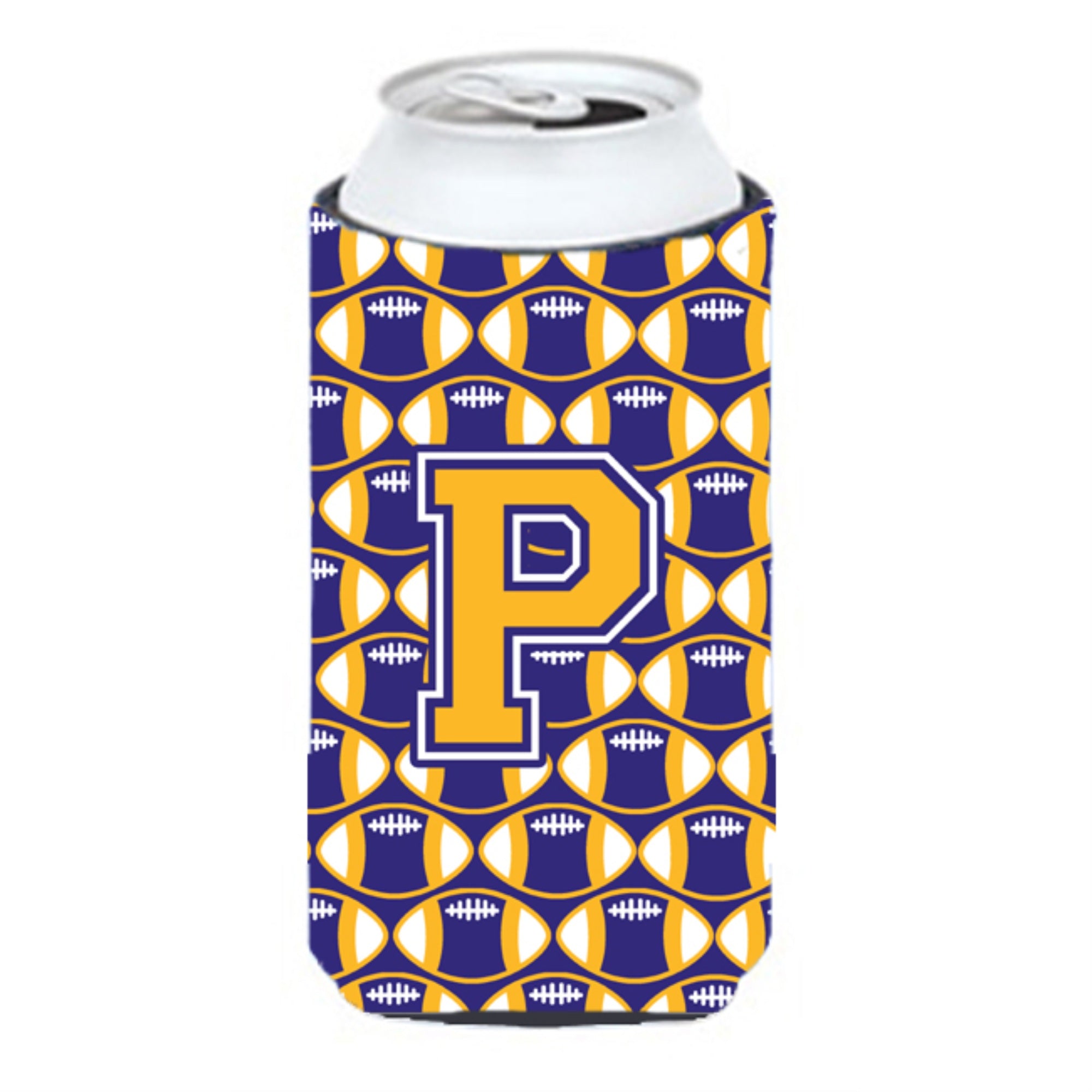 Letter P Football Purple And Gold Tall Boy Beverage Insulator Hugger Cj1064-Ptbc