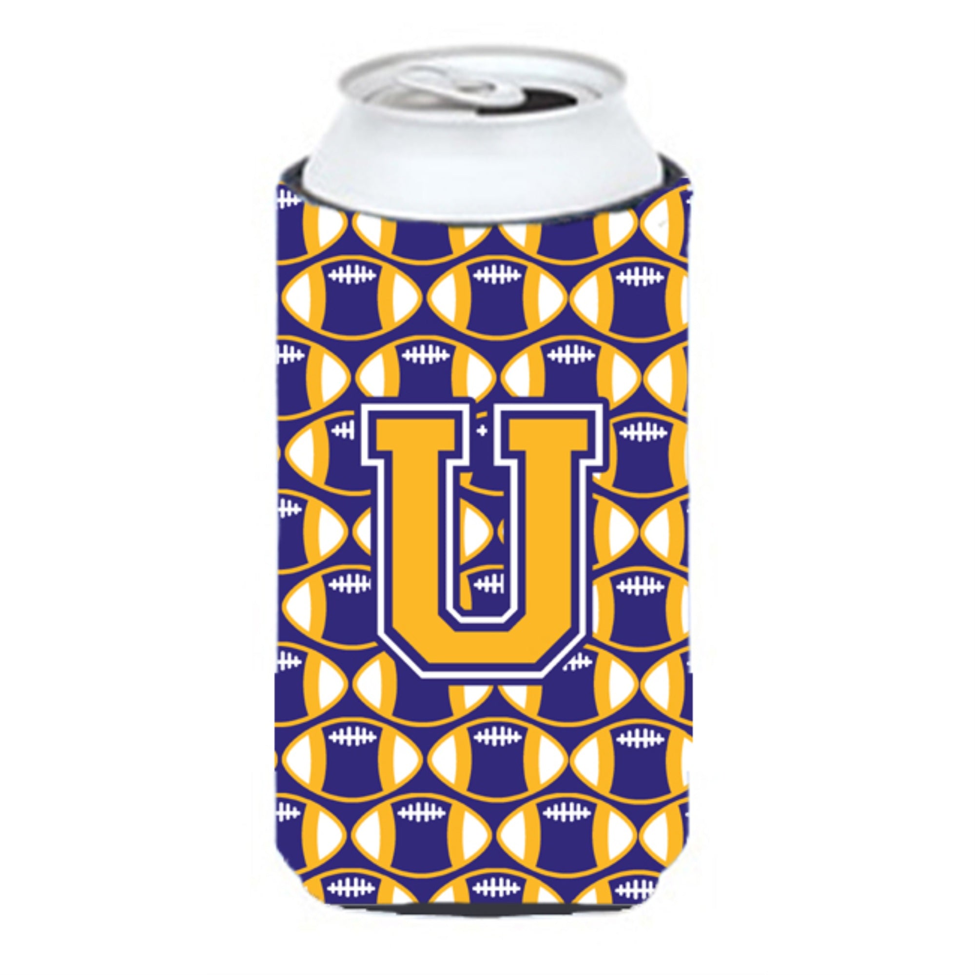 Letter U Football Purple And Gold Tall Boy Beverage Insulator Hugger Cj1064-Utbc
