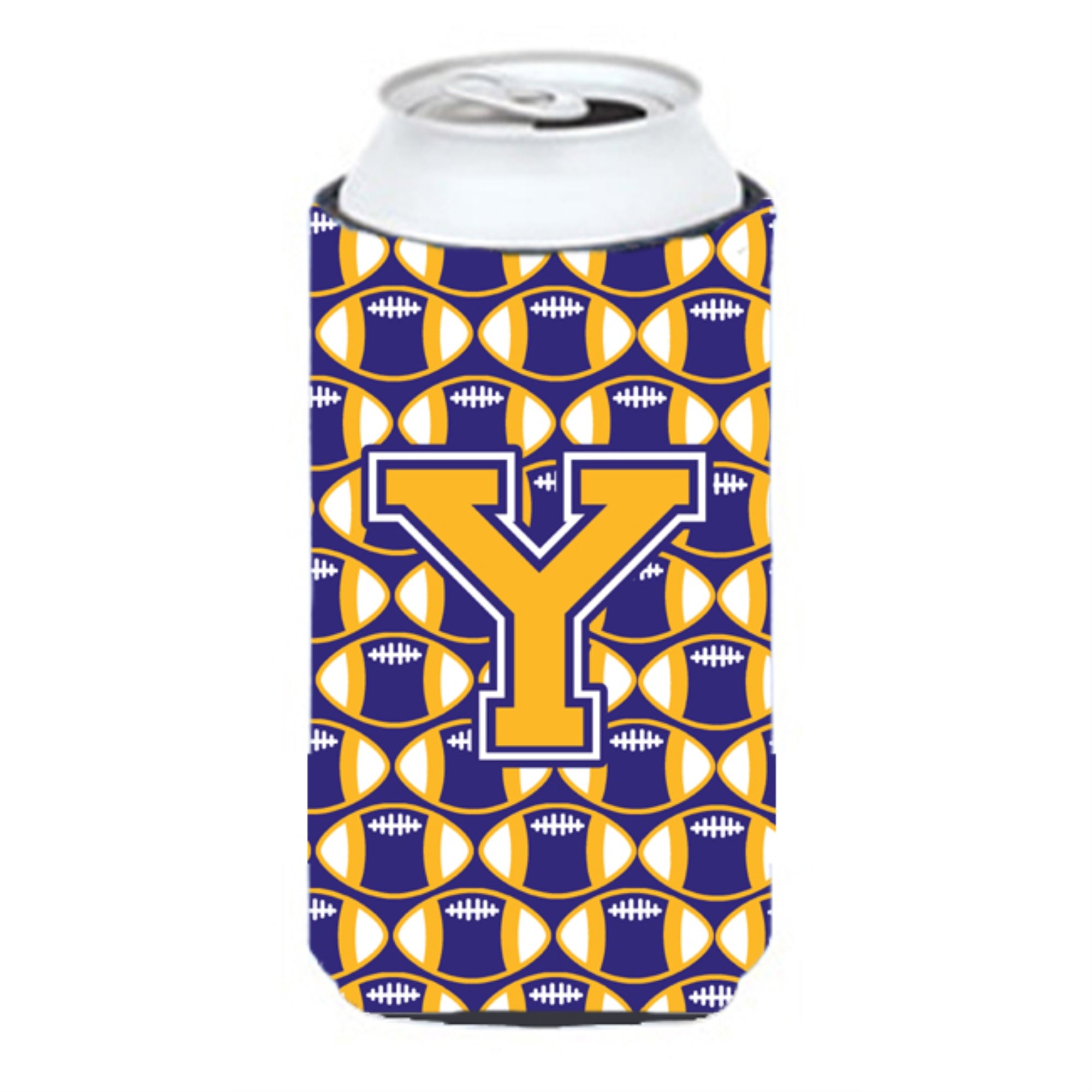 Letter Y Football Purple And Gold Tall Boy Beverage Insulator Hugger Cj1064-Ytbc