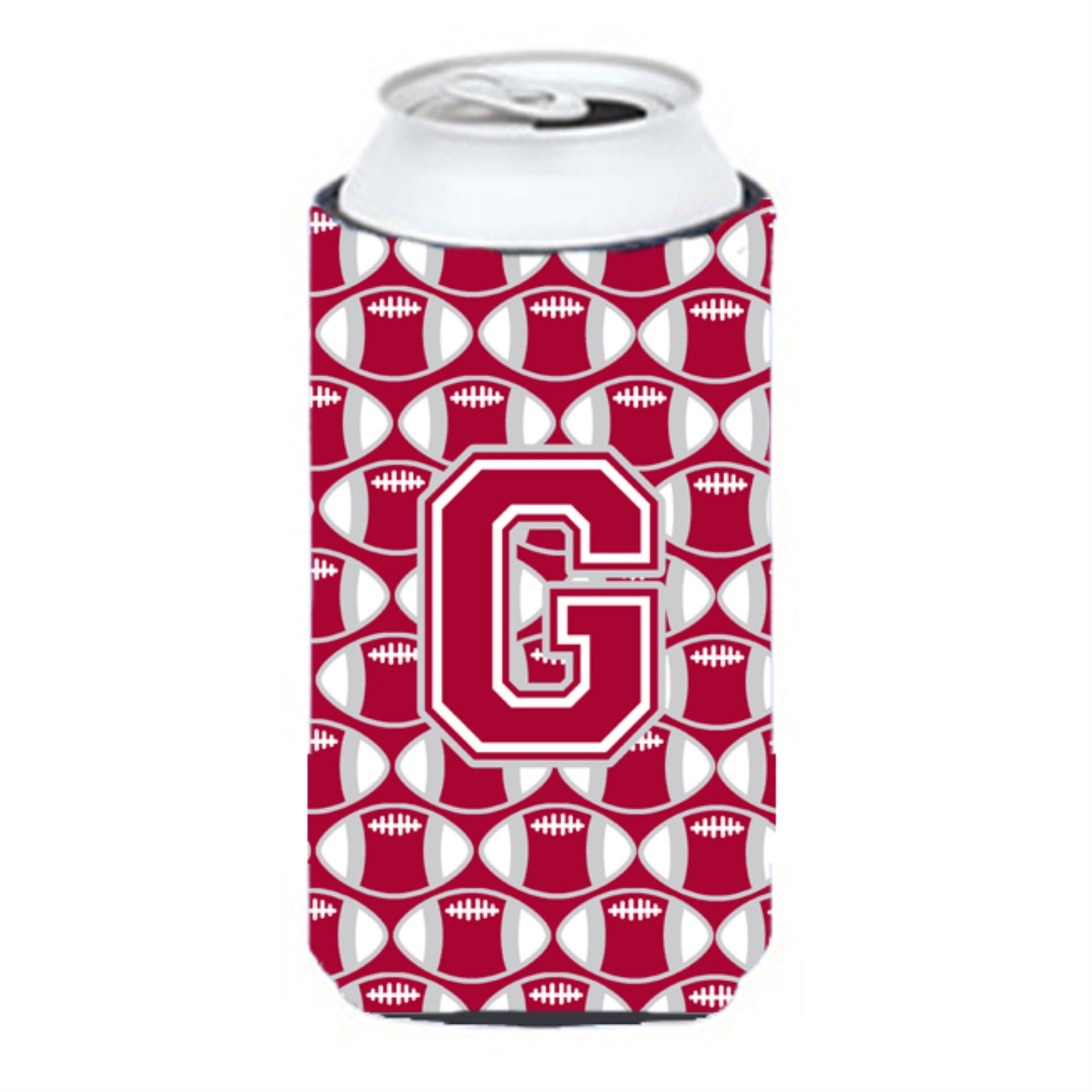 'Letter G Football Crimson, Grey And White Tall Boy Beverage Insulator Hugger Cj1065-Gtbc''