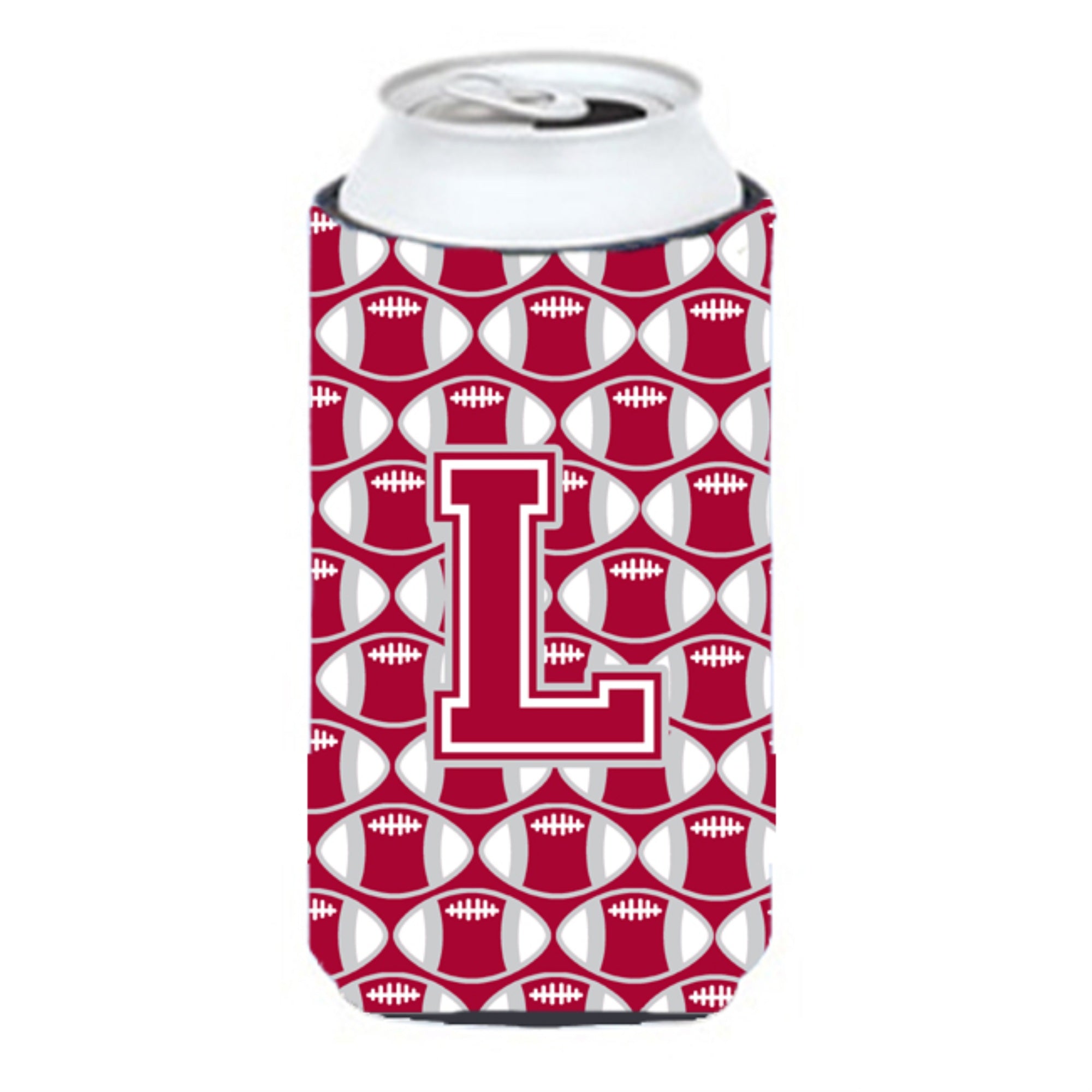 'Letter L Football Crimson, Grey And White Tall Boy Beverage Insulator Hugger Cj1065-Ltbc''