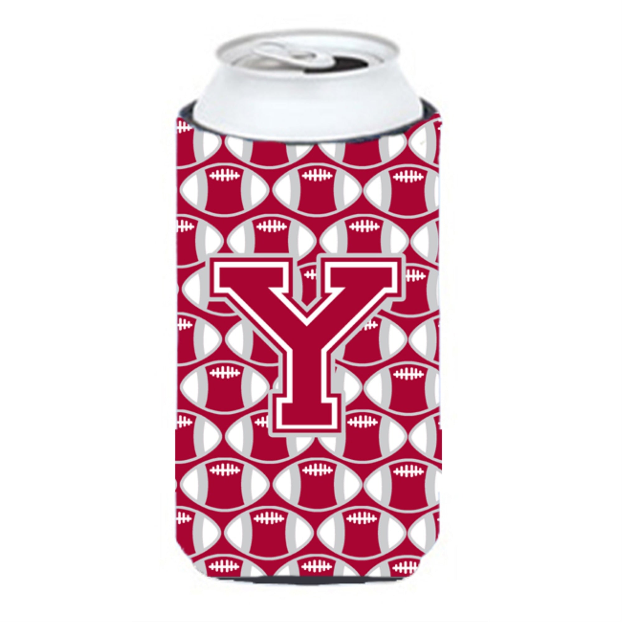 'Letter Y Football Crimson, Grey And White Tall Boy Beverage Insulator Hugger Cj1065-Ytbc''