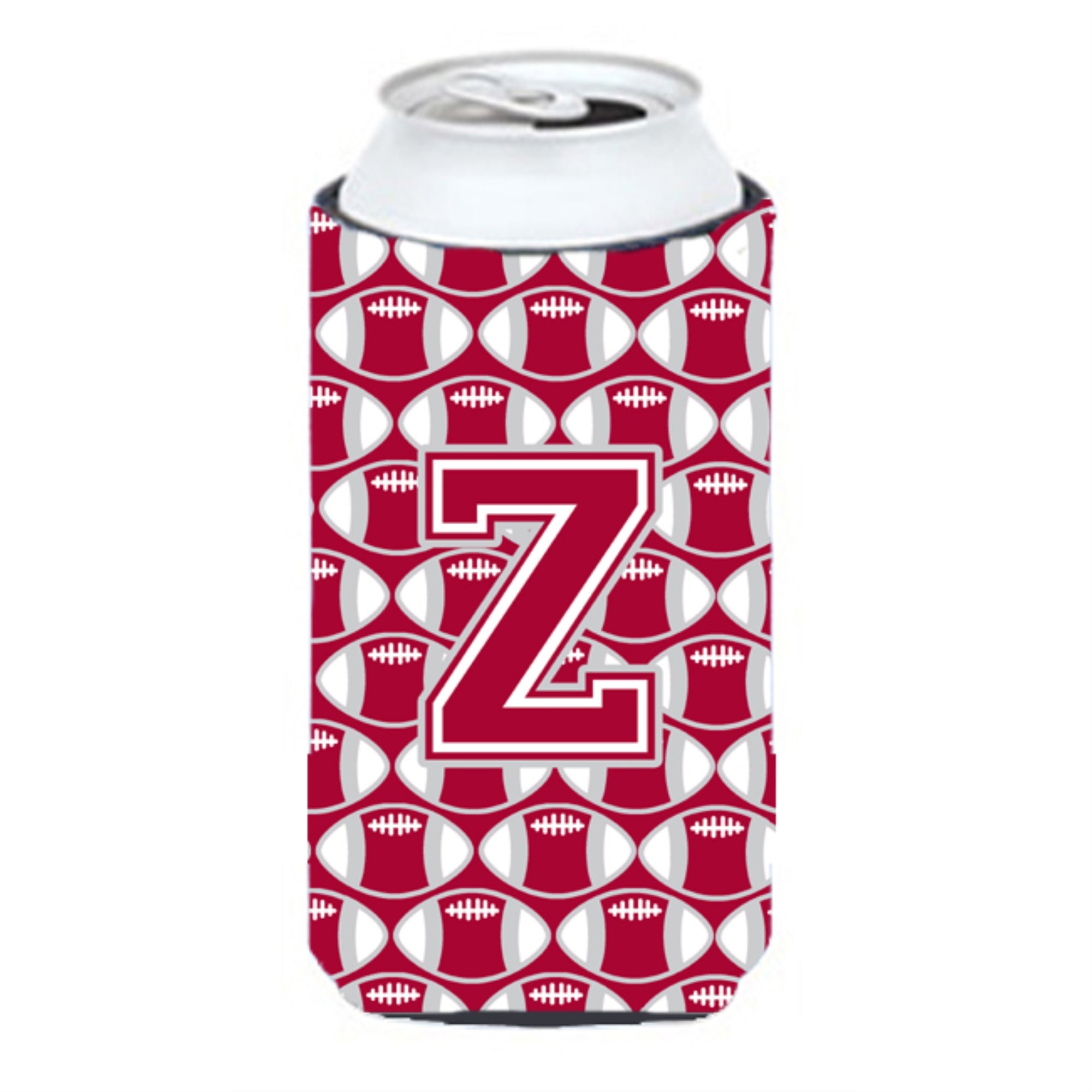 'Letter Z Football Crimson, Grey And White Tall Boy Beverage Insulator Hugger Cj1065-Ztbc''