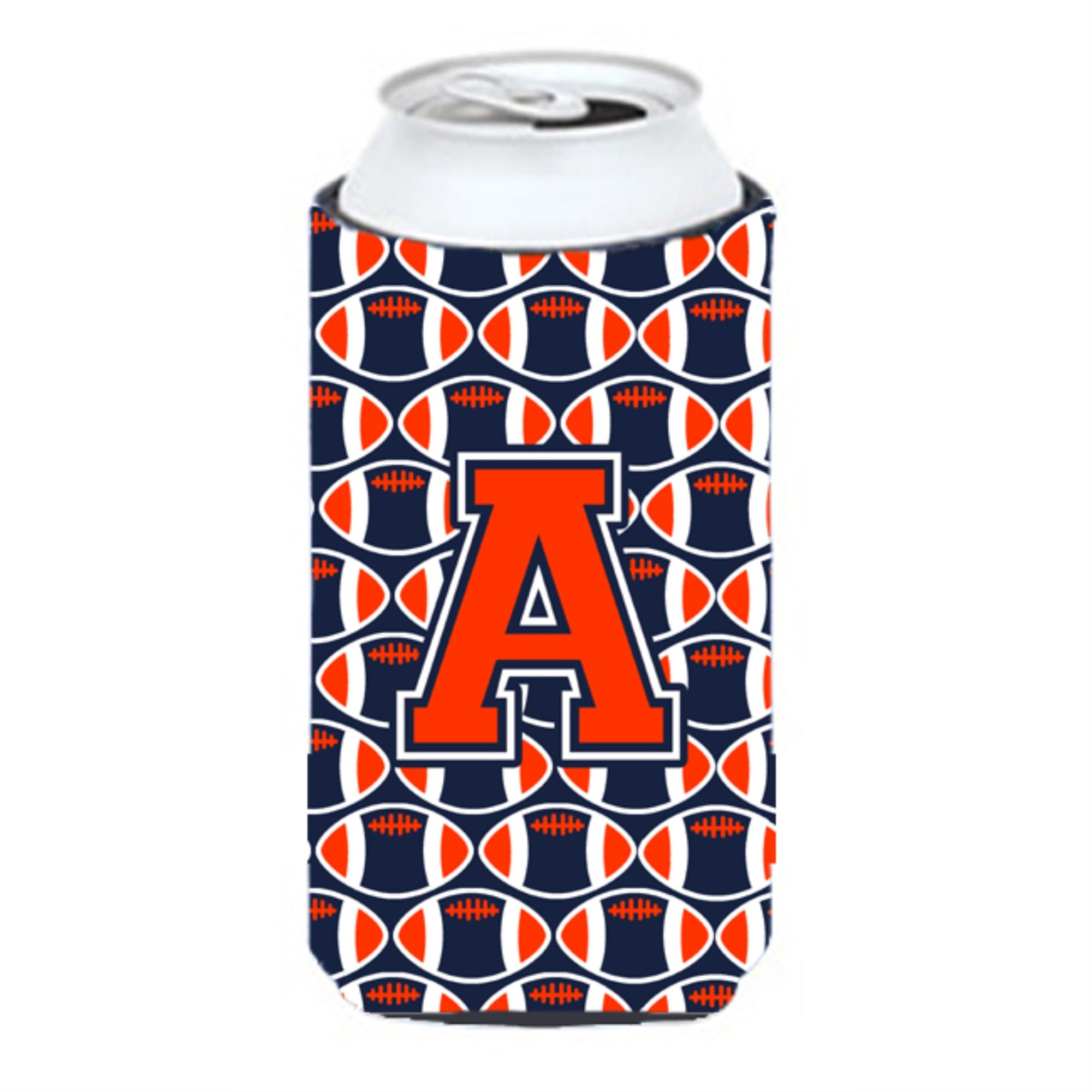 'Letter A Football Orange, Blue And White Tall Boy Beverage Insulator Hugger Cj1066-Atbc''