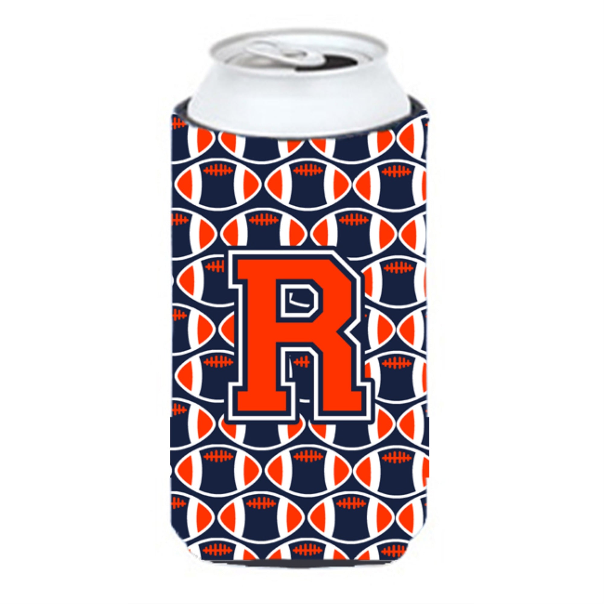 'Letter R Football Orange, Blue And White Tall Boy Beverage Insulator Hugger Cj1066-Rtbc''