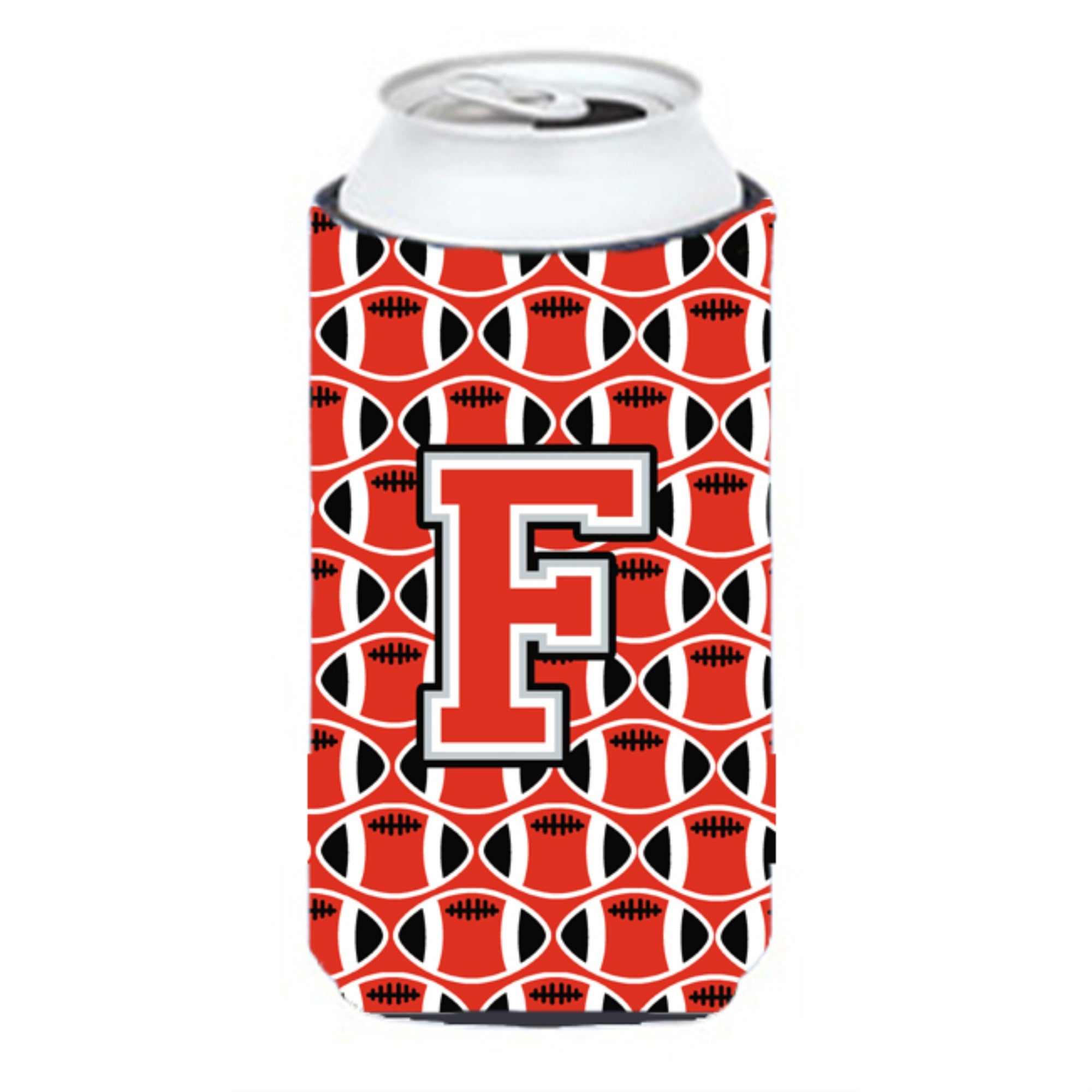 Letter F Football Scarlet And Grey Tall Boy Beverage Insulator Hugger Cj1067-Ftbc