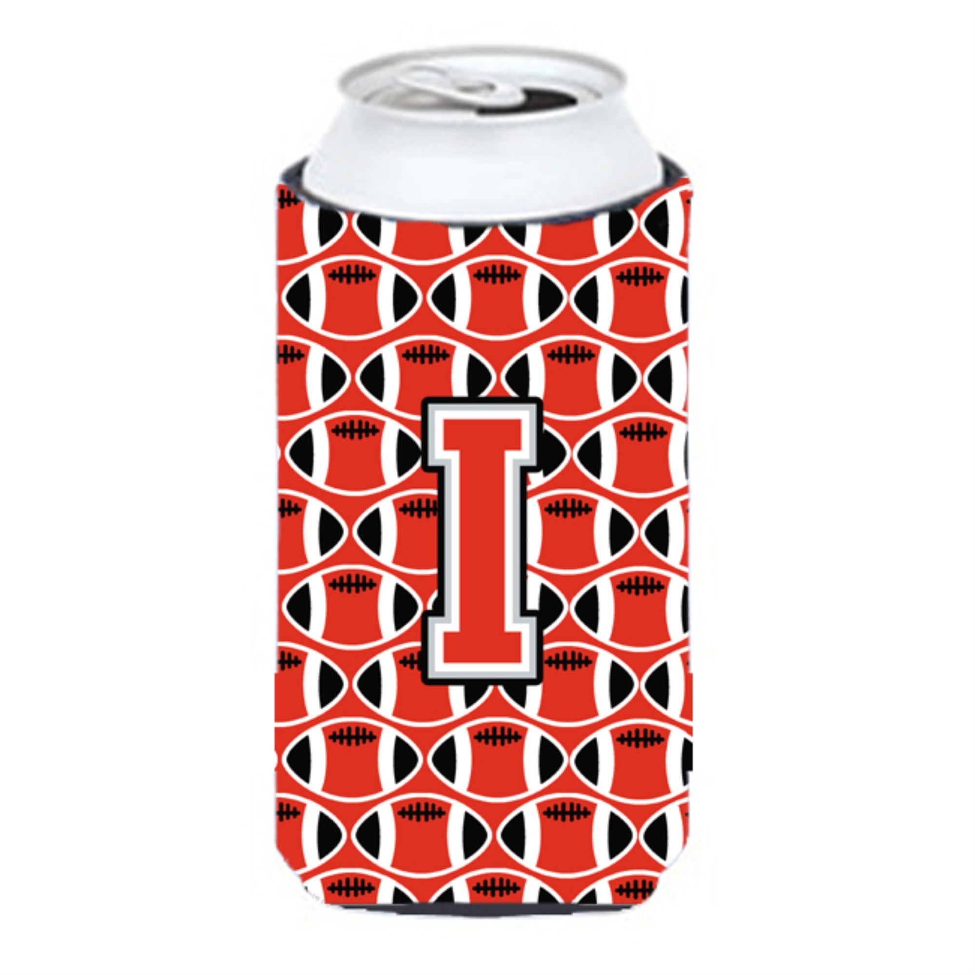 Letter I Football Scarlet And Grey Tall Boy Beverage Insulator Hugger Cj1067-Itbc