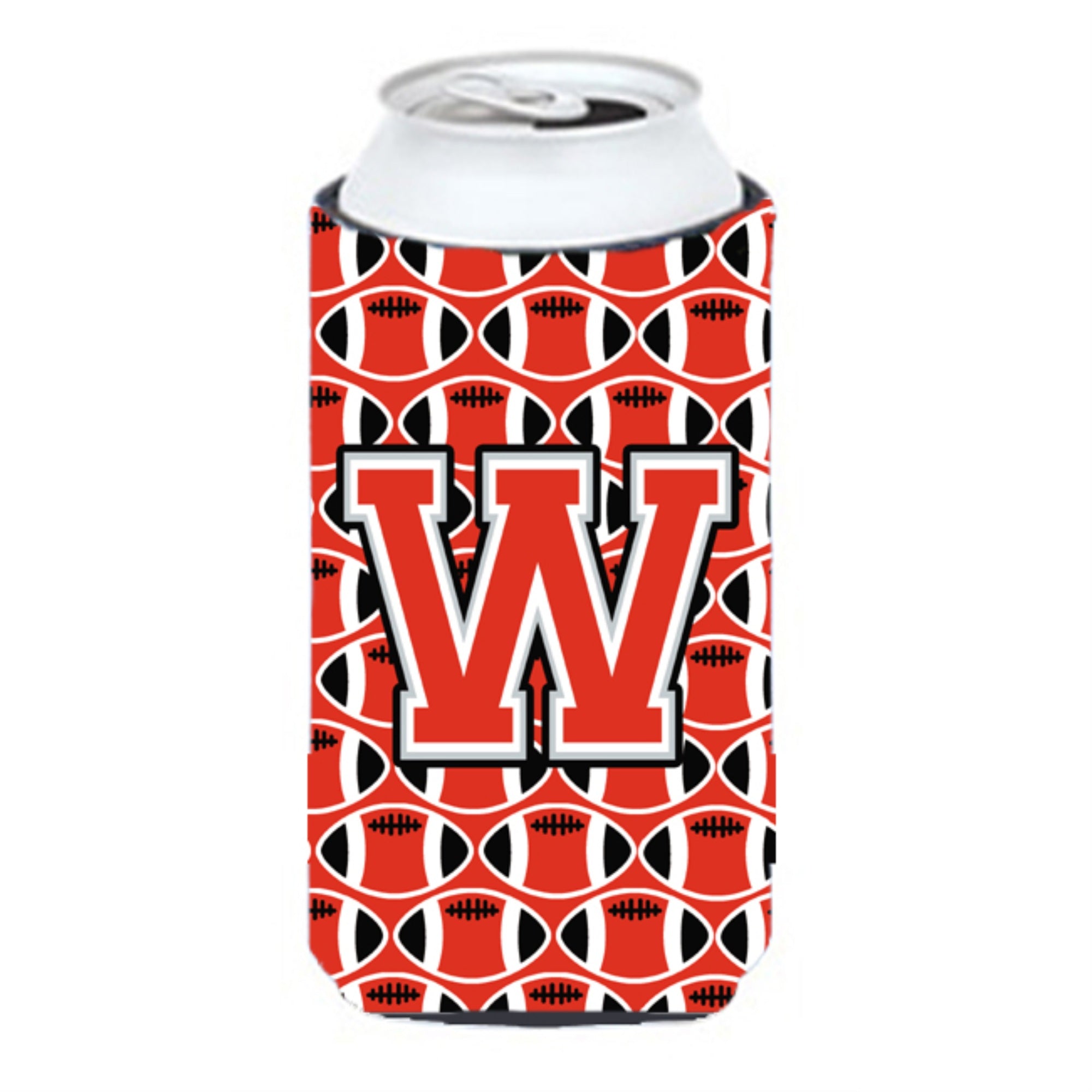 Letter W Football Scarlet And Grey Tall Boy Beverage Insulator Hugger Cj1067-Wtbc