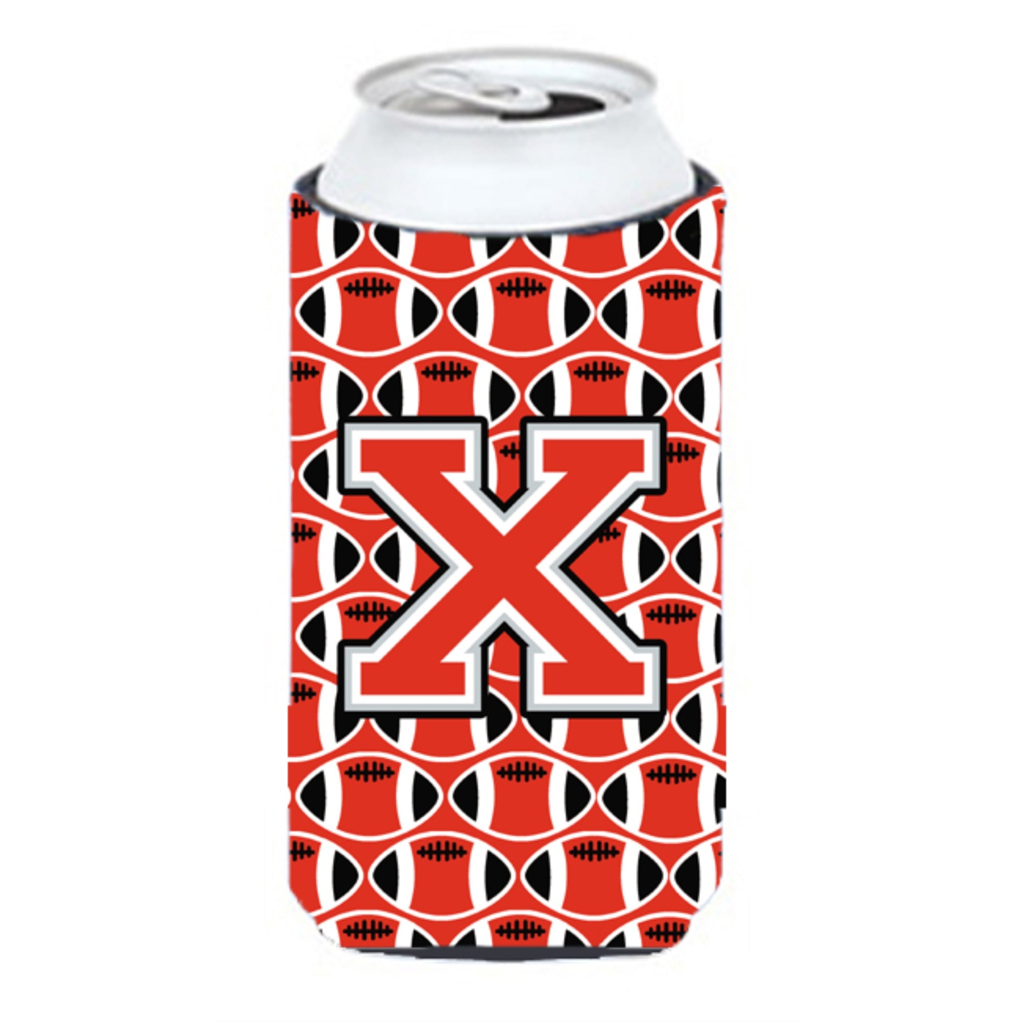 Letter X Football Scarlet And Grey Tall Boy Beverage Insulator Hugger Cj1067-Xtbc