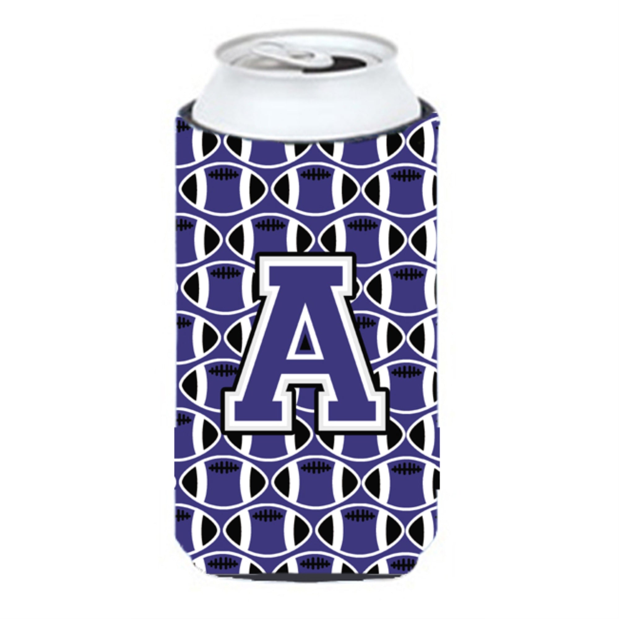 Letter A Football Purple And White Tall Boy Beverage Insulator Hugger Cj1068-Atbc