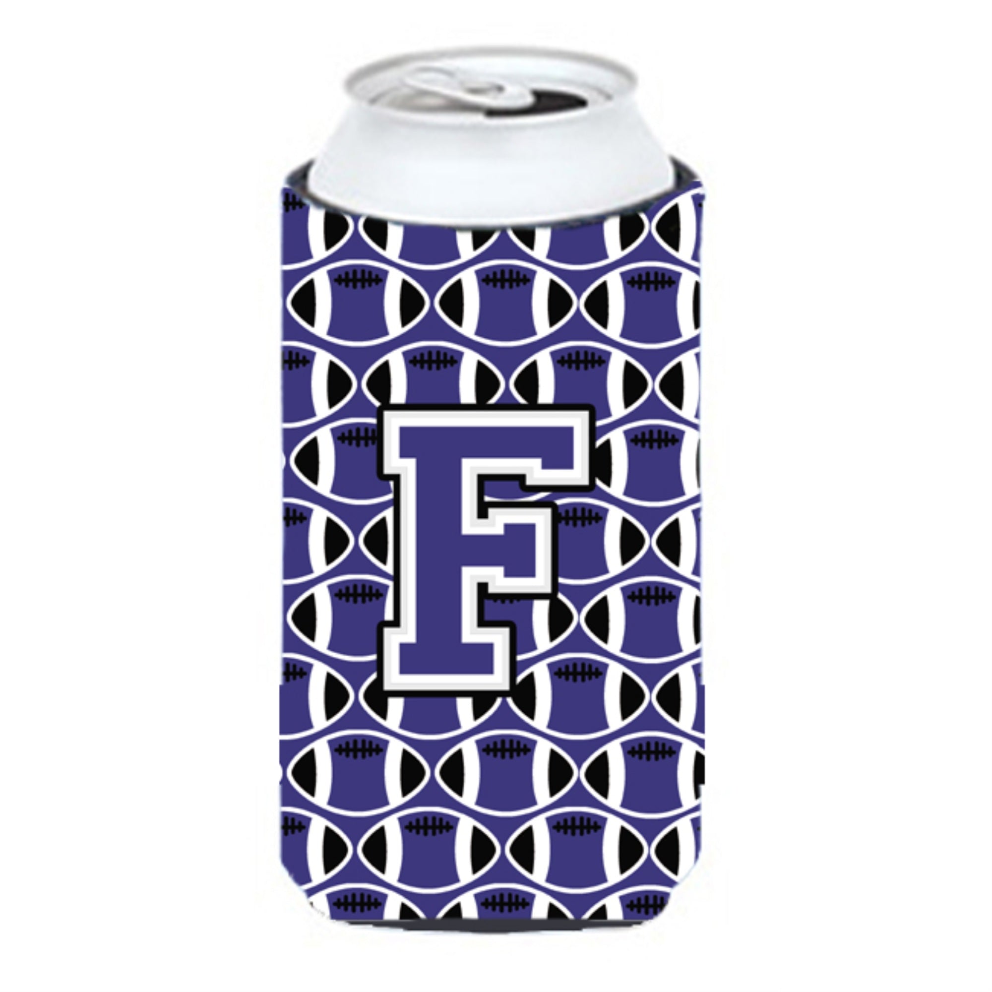 Letter F Football Purple And White Tall Boy Beverage Insulator Hugger Cj1068-Ftbc