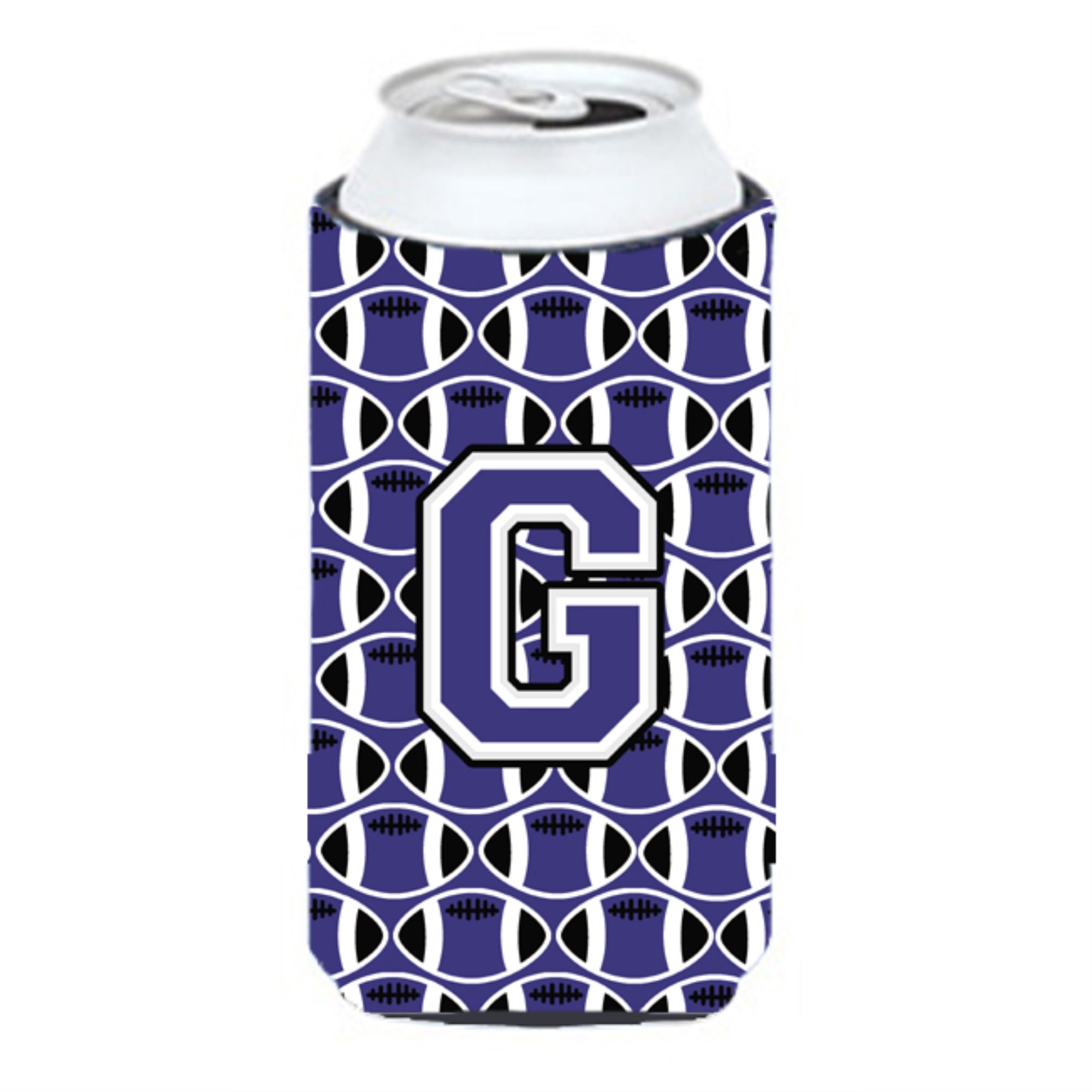 Letter G Football Purple And White Tall Boy Beverage Insulator Hugger Cj1068-Gtbc