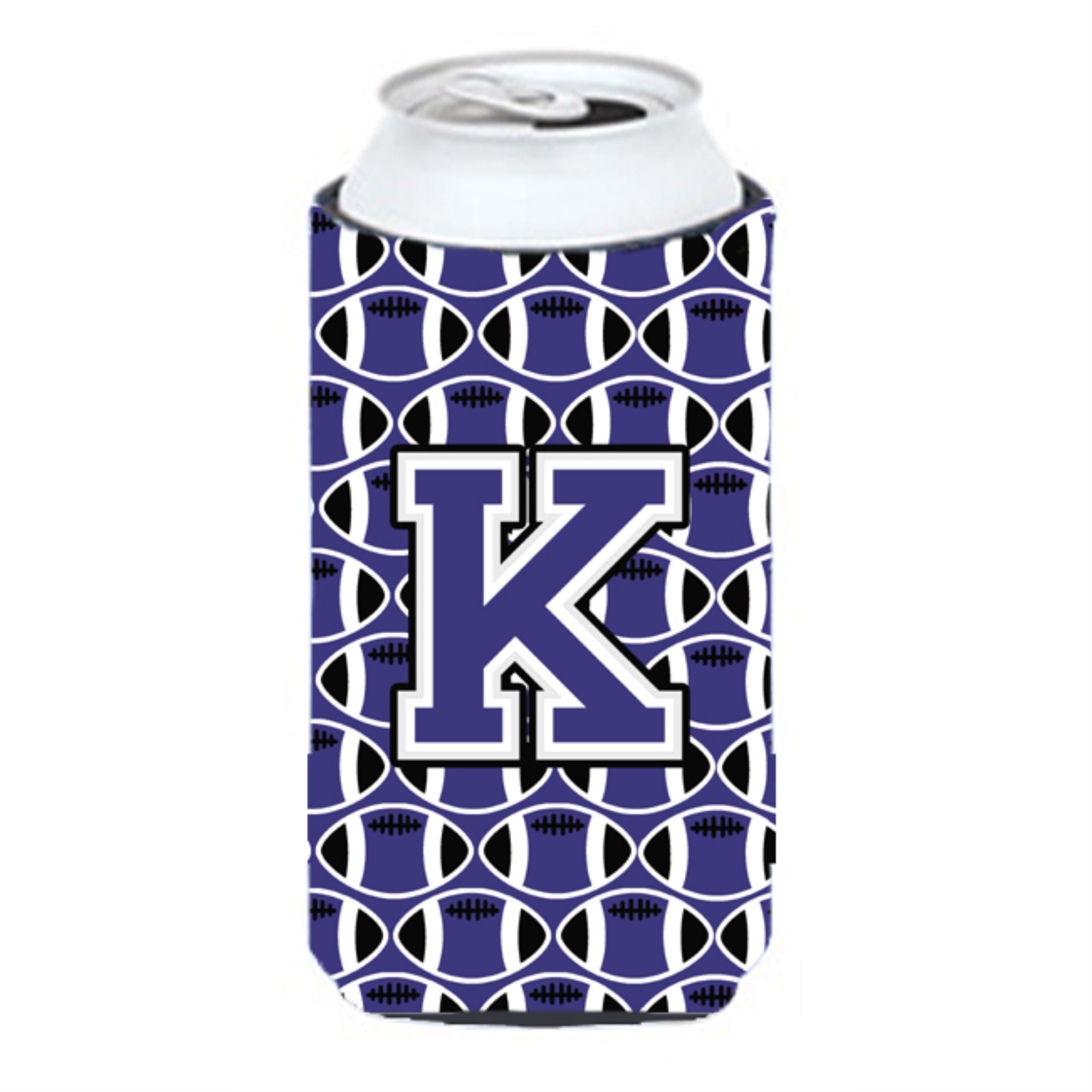 Letter K Football Purple And White Tall Boy Beverage Insulator Hugger Cj1068-Ktbc