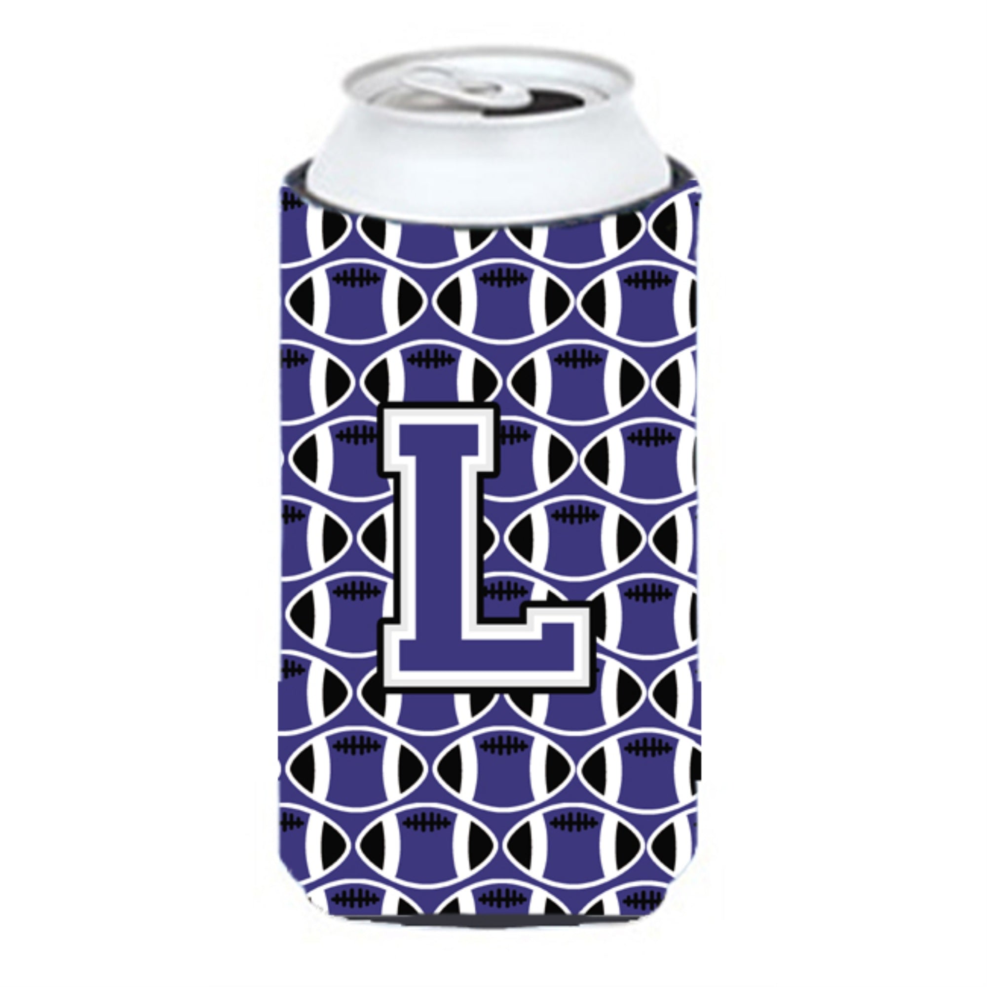 Letter L Football Purple And White Tall Boy Beverage Insulator Hugger Cj1068-Ltbc