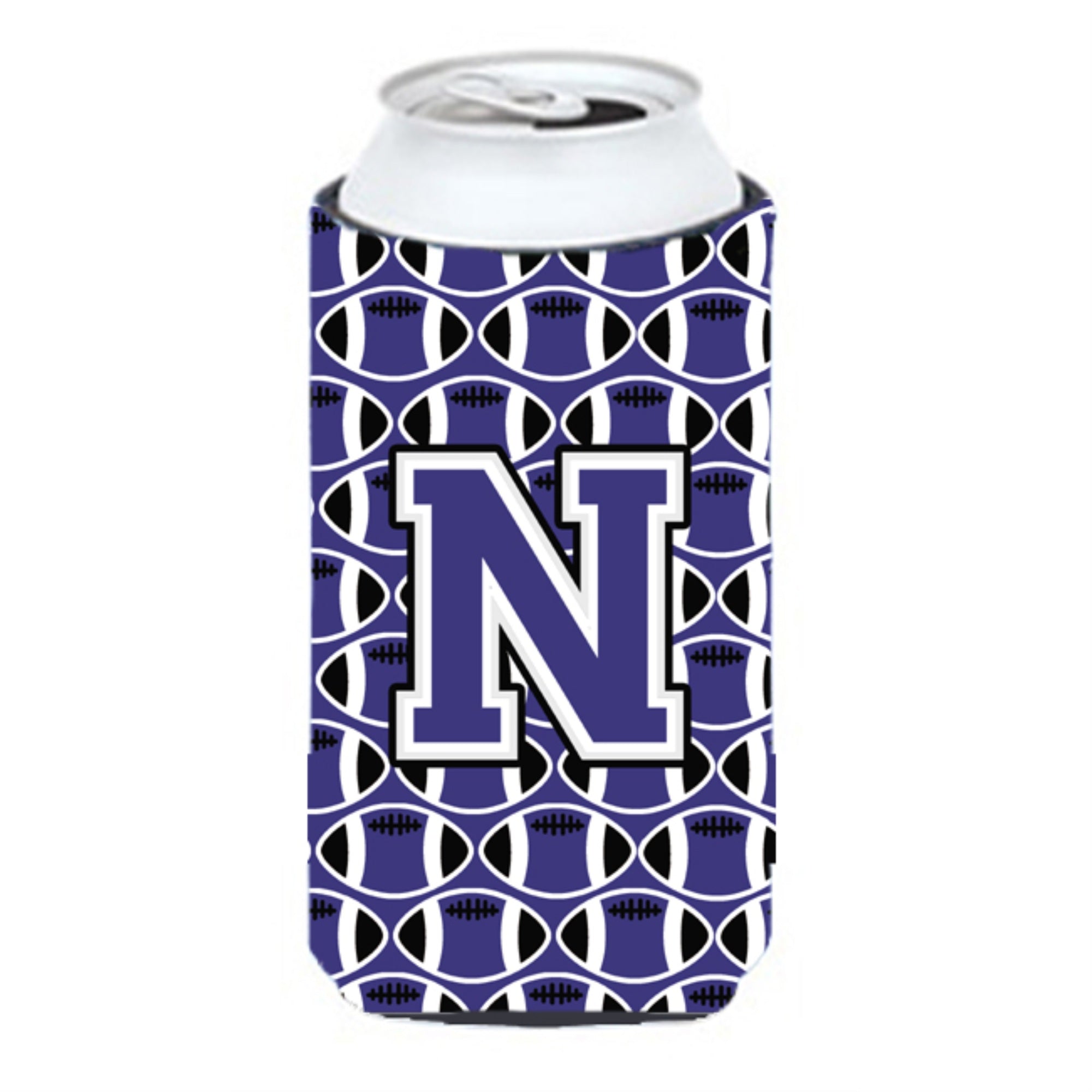 Letter N Football Purple And White Tall Boy Beverage Insulator Hugger Cj1068-Ntbc