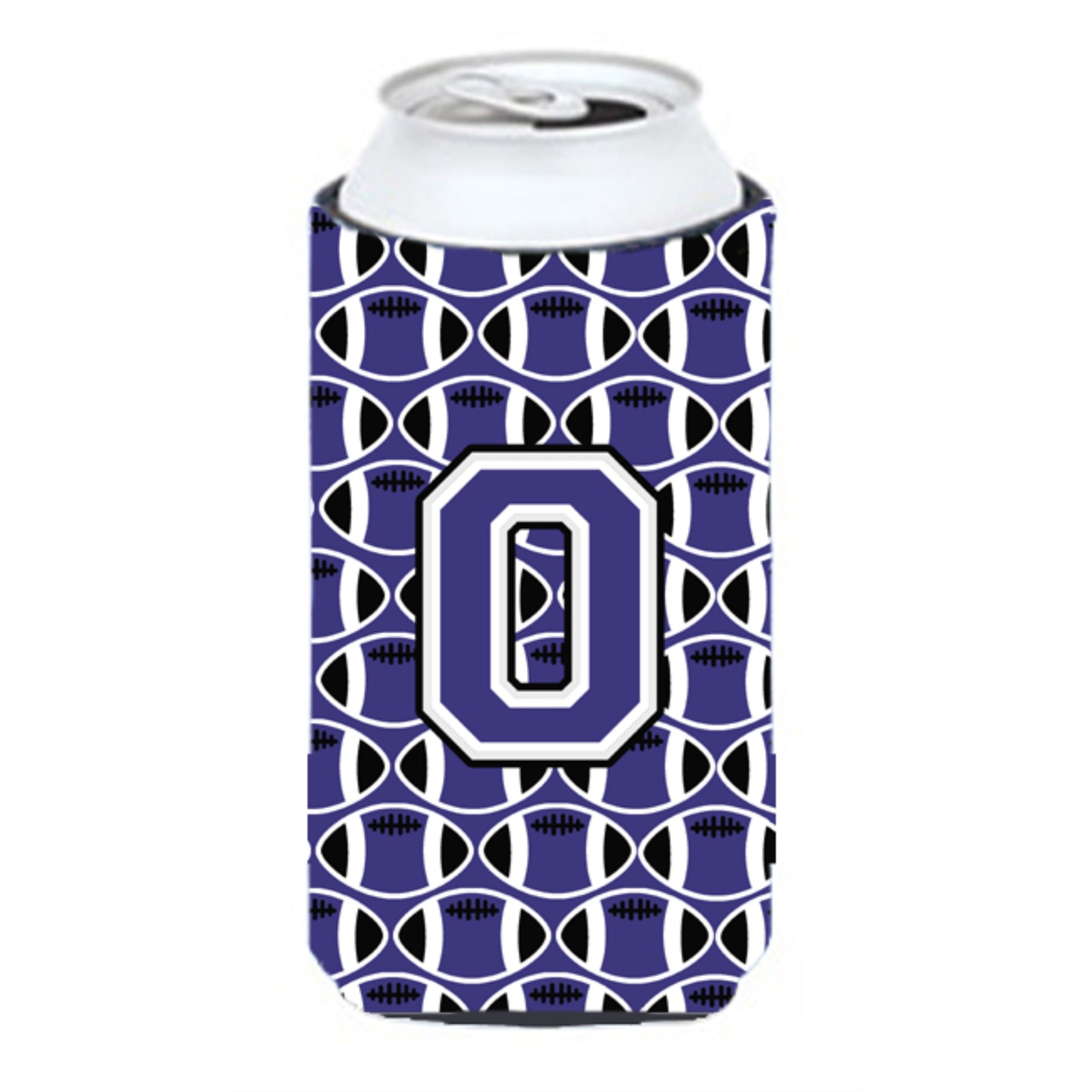 Letter O Football Purple And White Tall Boy Beverage Insulator Hugger Cj1068-Otbc