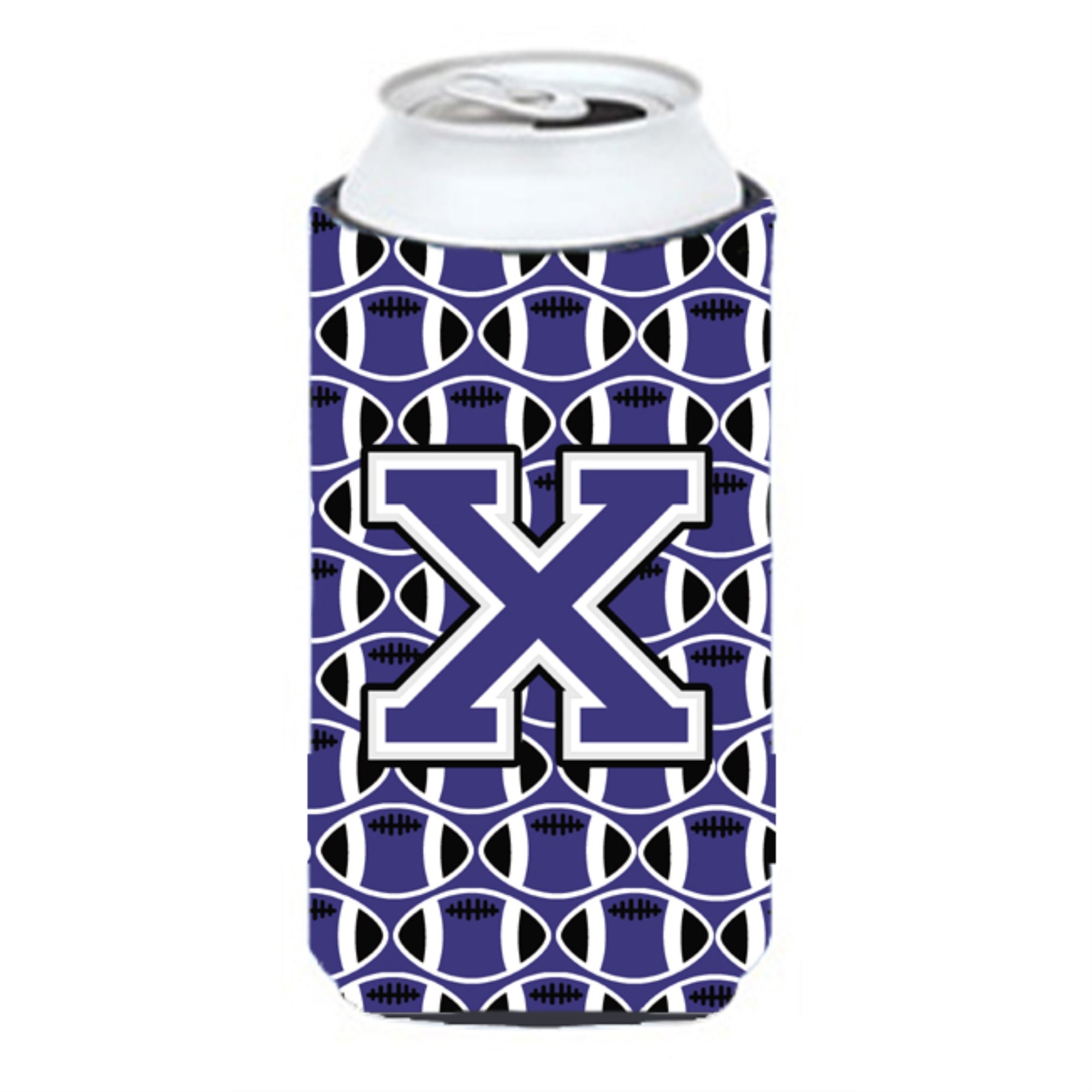 Letter X Football Purple And White Tall Boy Beverage Insulator Hugger Cj1068-Xtbc