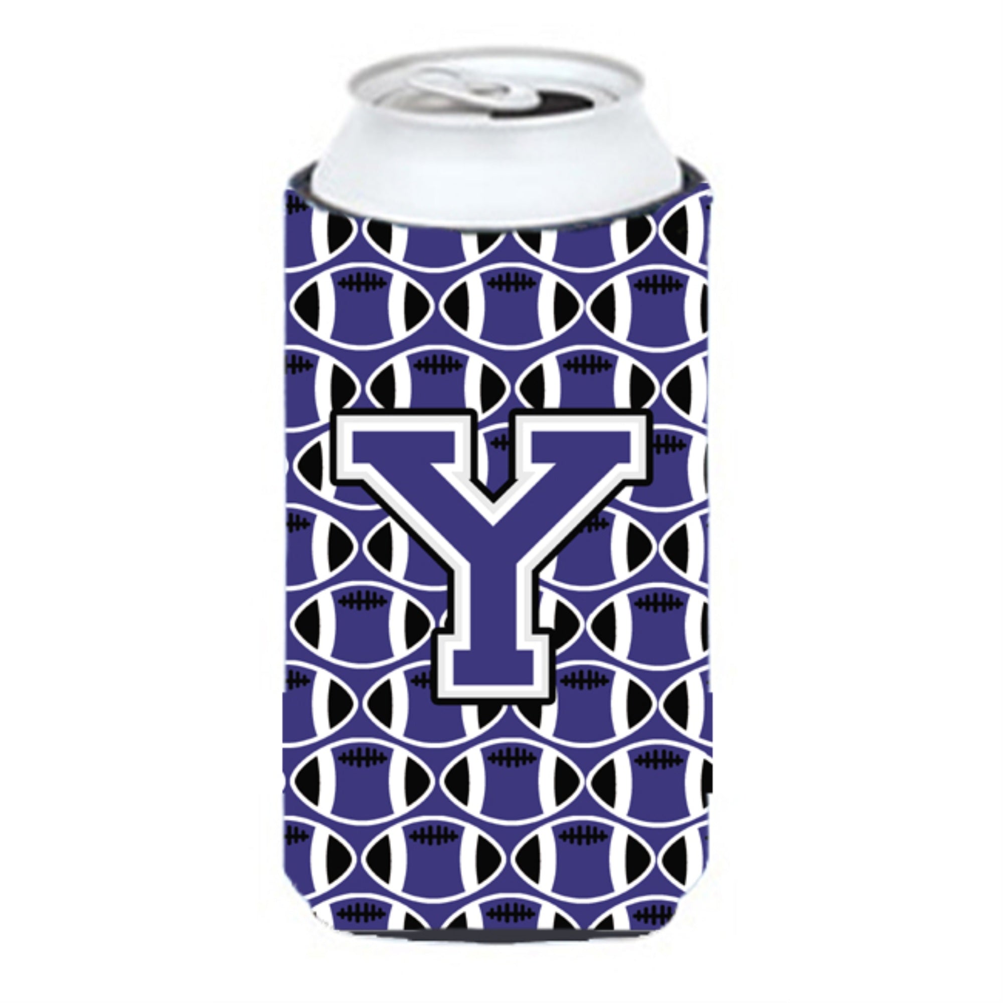 Letter Y Football Purple And White Tall Boy Beverage Insulator Hugger Cj1068-Ytbc
