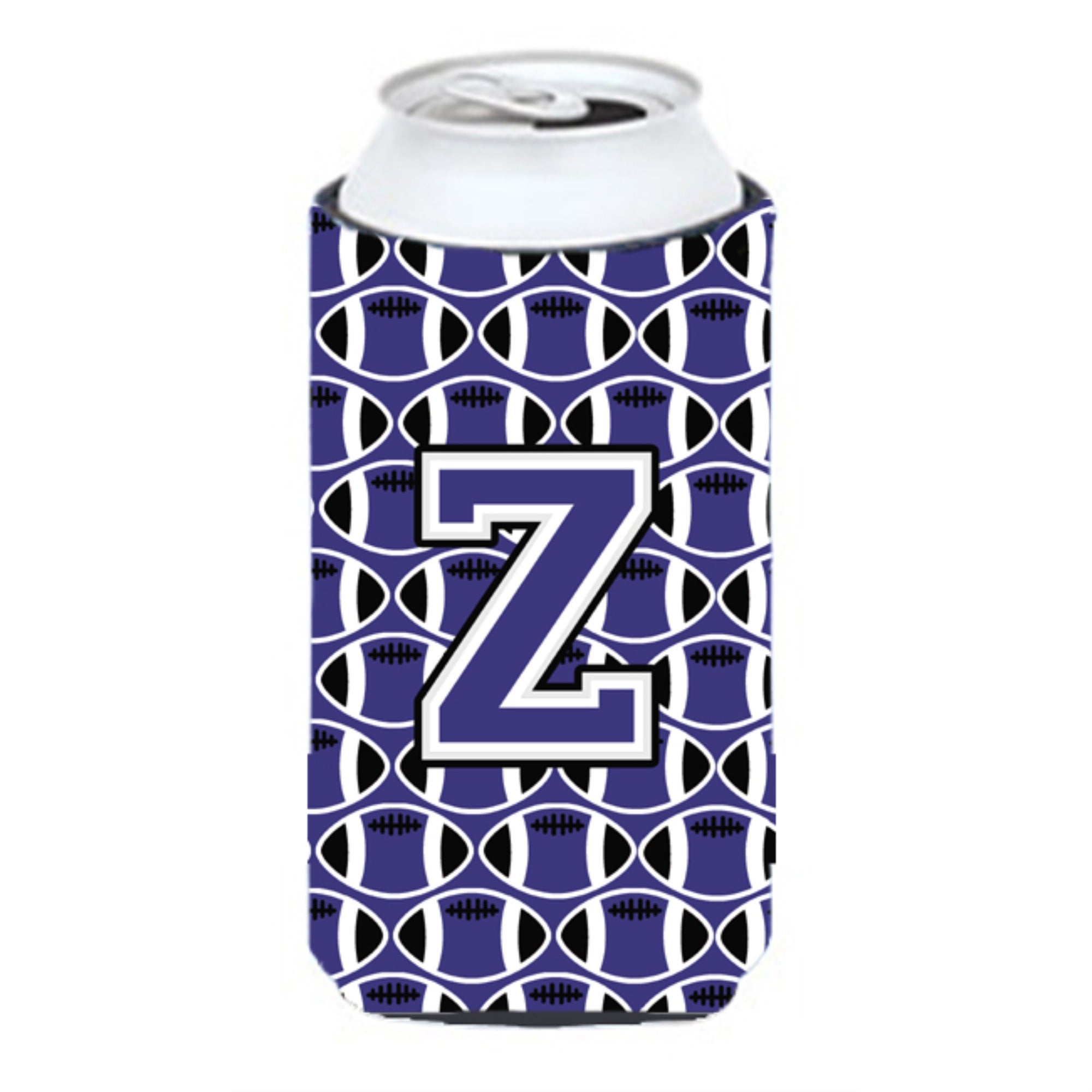 Letter Z Football Purple And White Tall Boy Beverage Insulator Hugger Cj1068-Ztbc