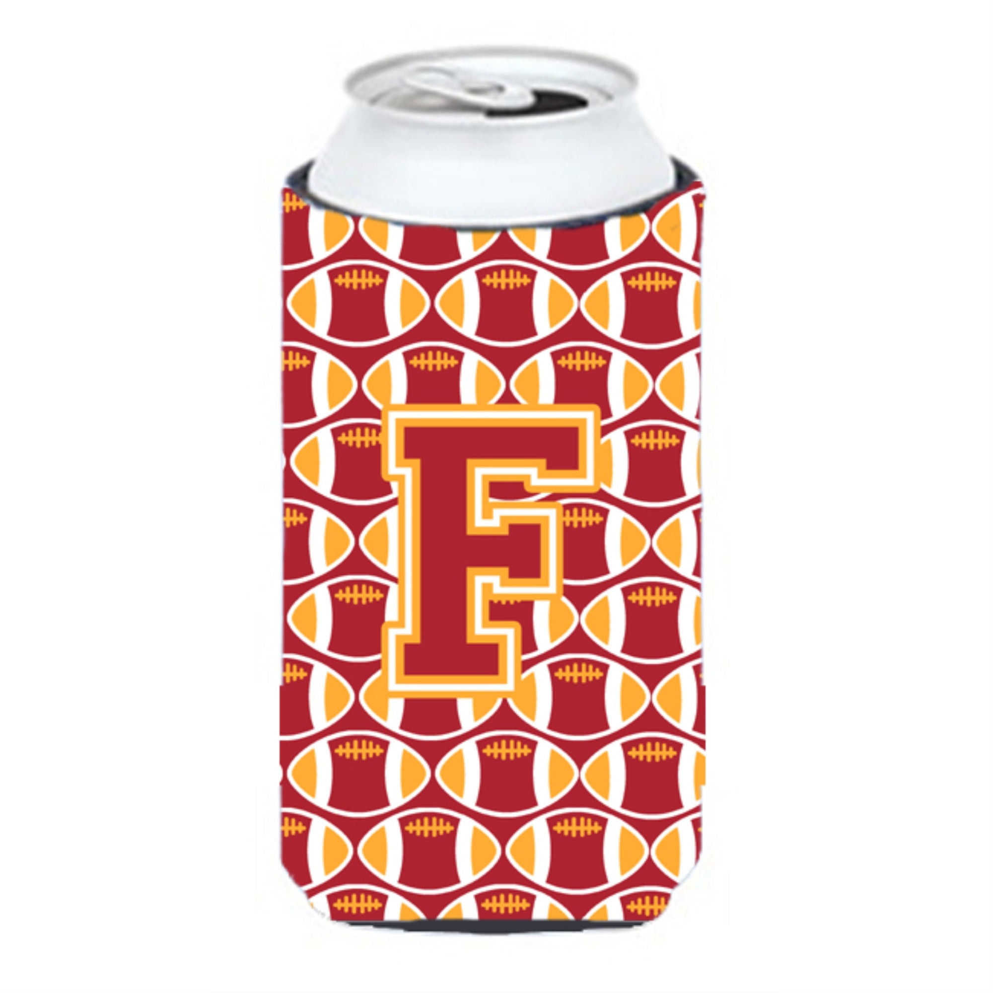 Letter F Football Cardinal And Gold Tall Boy Beverage Insulator Hugger Cj1070-Ftbc