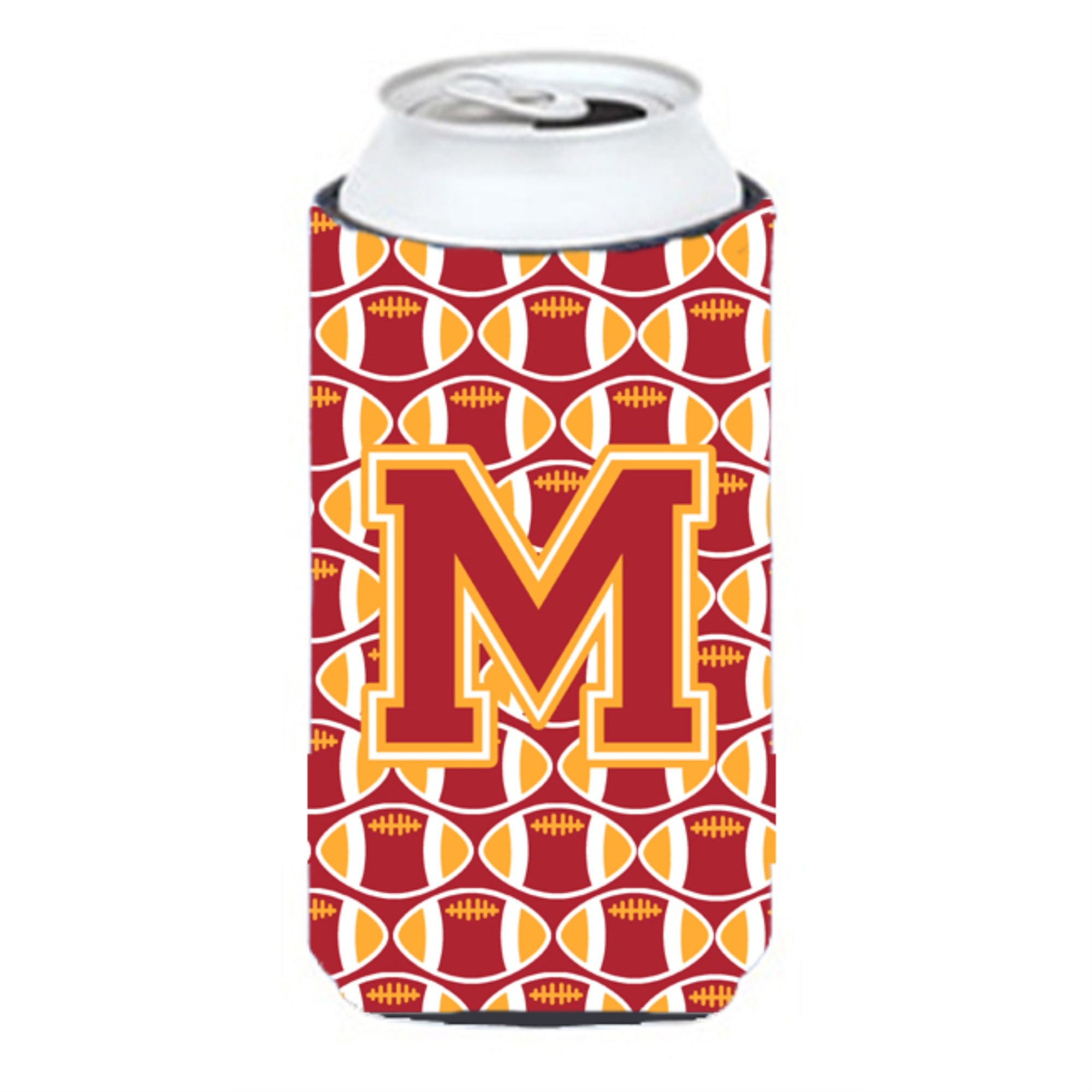 Letter M Football Cardinal And Gold Tall Boy Beverage Insulator Hugger Cj1070-Mtbc